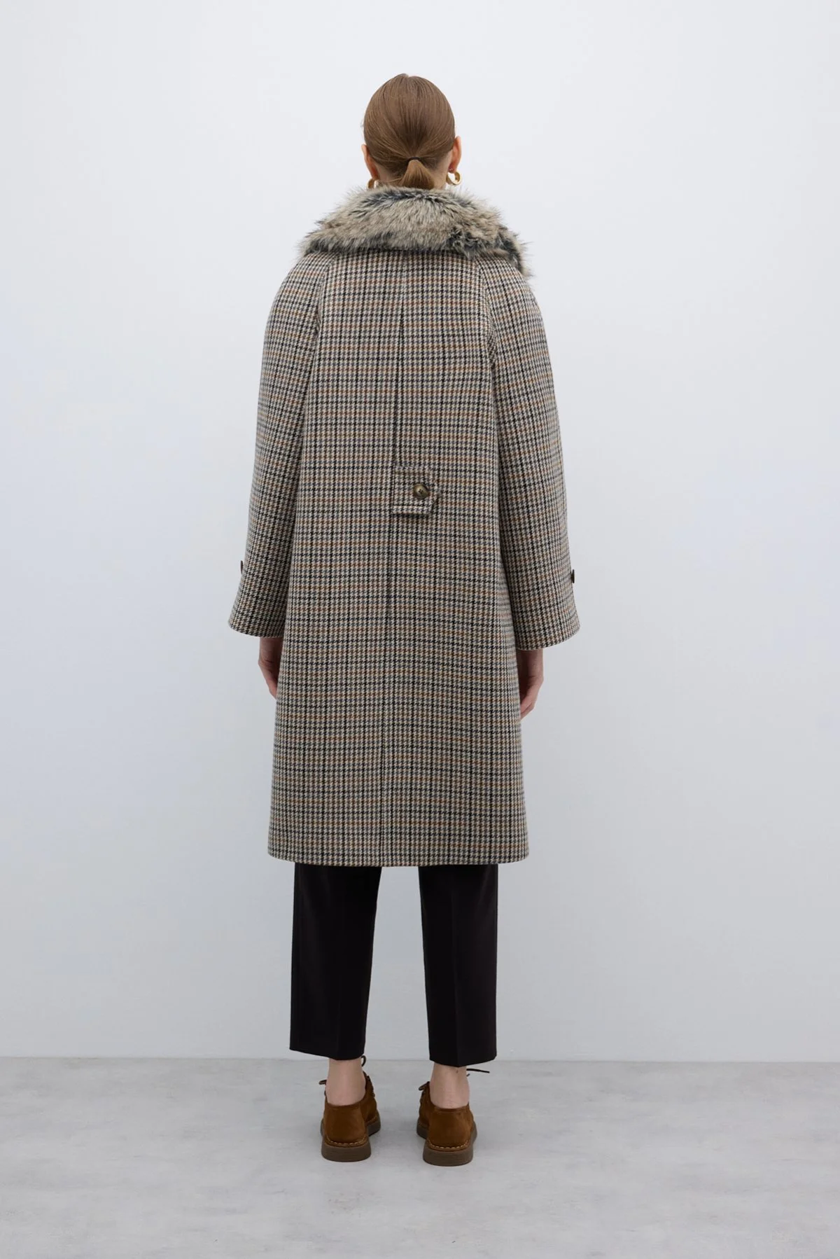 Çıkarılabilir Kürk Yaka Yün Karışımlı Kaban Standart Renk - 2