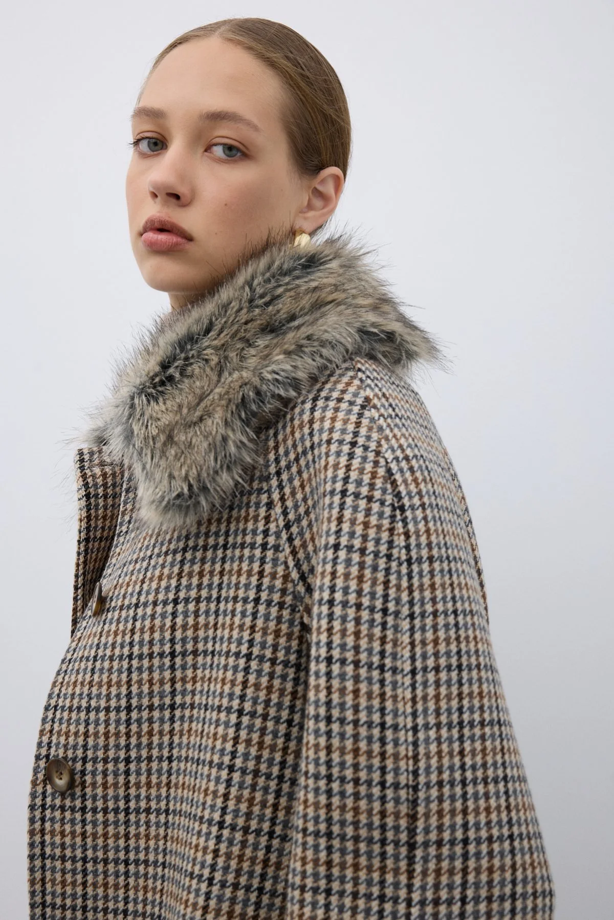 Çıkarılabilir Kürk Yaka Yün Karışımlı Kaban Standart Renk - 4