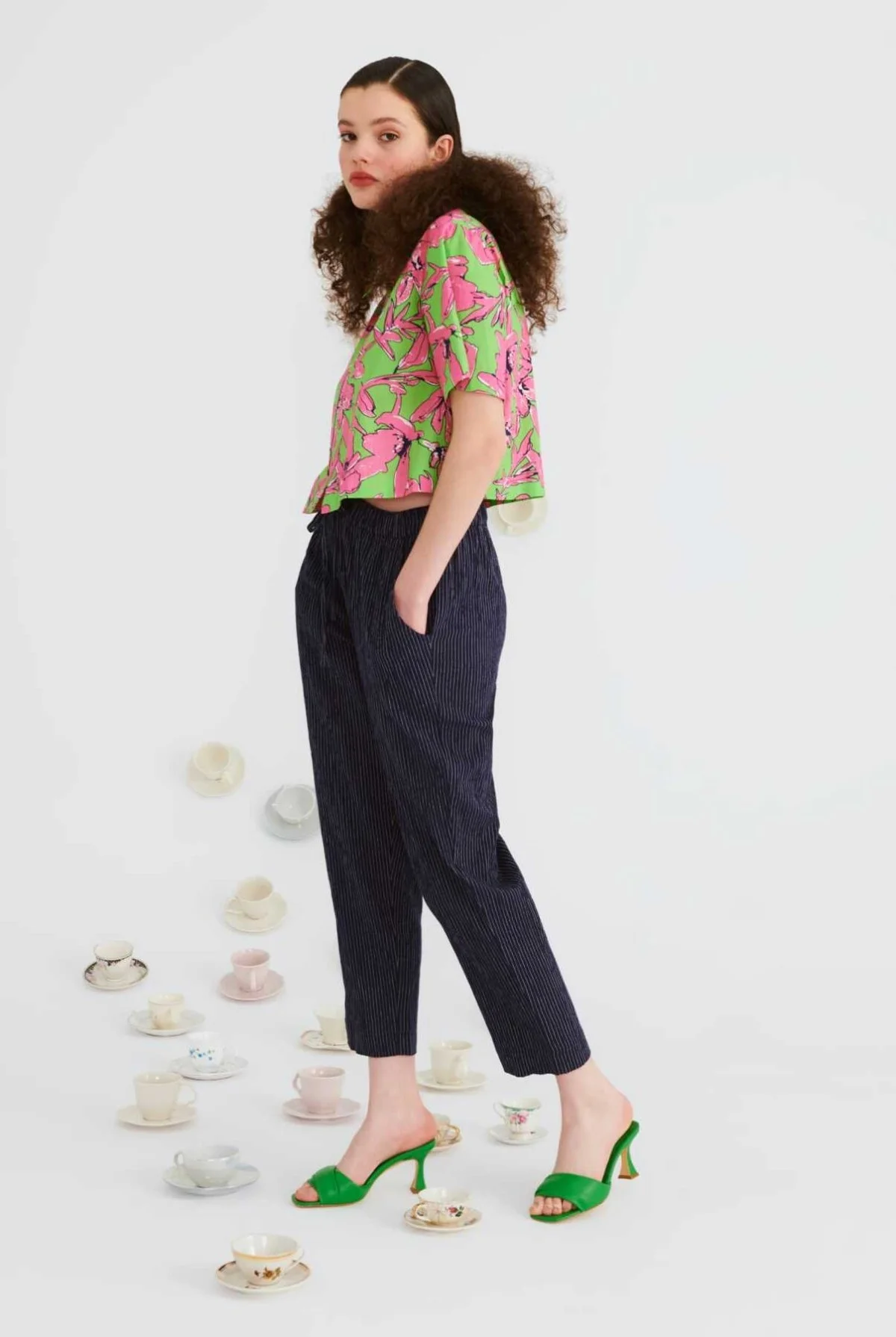 Çizgi Desenli Kadın Pantolon Standart Renk - 3