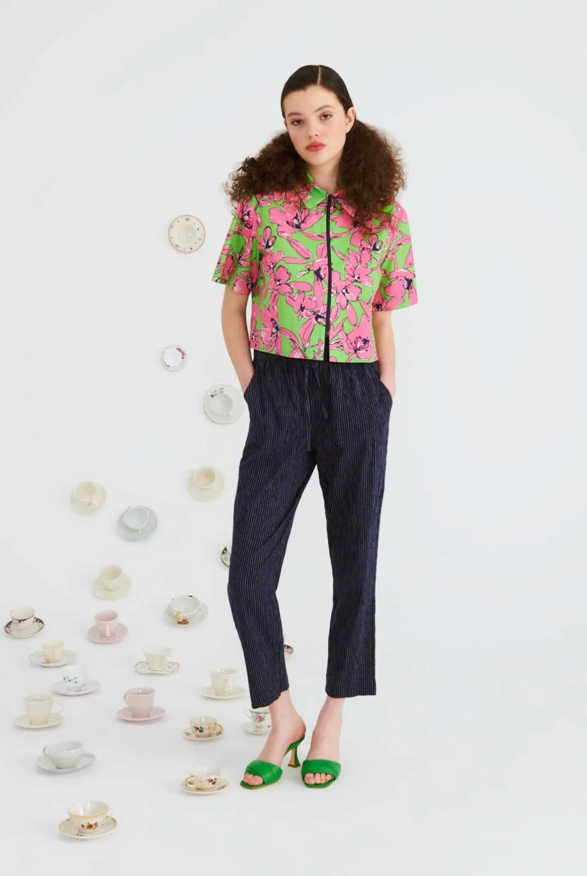 Çizgi Desenli Kadın Pantolon Standart Renk - 1