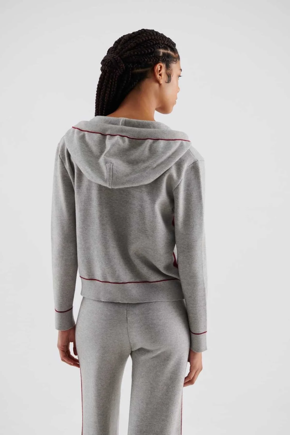  Çizgi Detaylı Triko Kadın Hırka Gri - 2