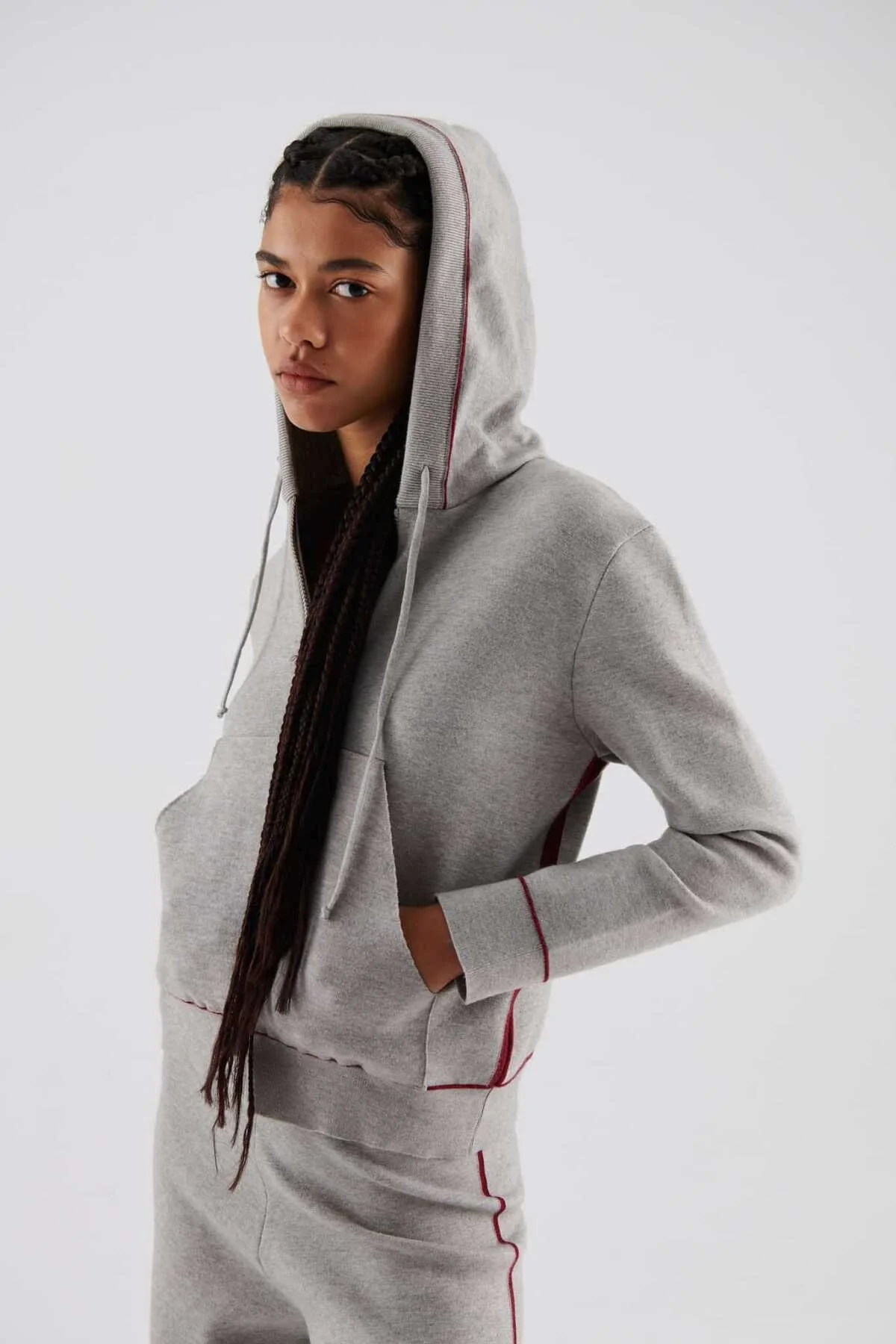  Çizgi Detaylı Triko Kadın Hırka Gri - 3