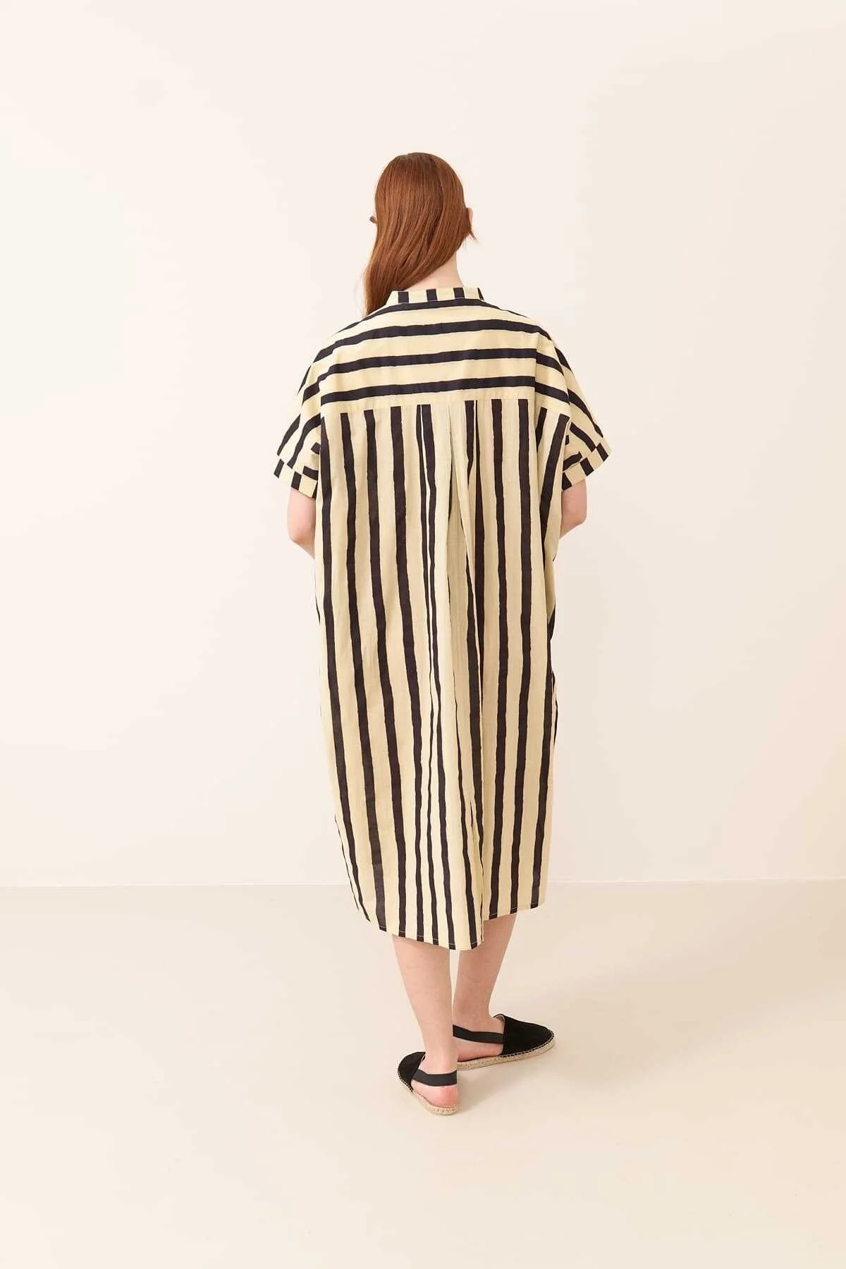 Çizgili Midi Boy Elbise Standart Renk - 5