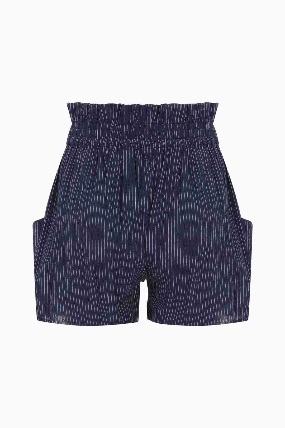 Çizgili ve Cepli Kadın Şort Standart Renk - 5