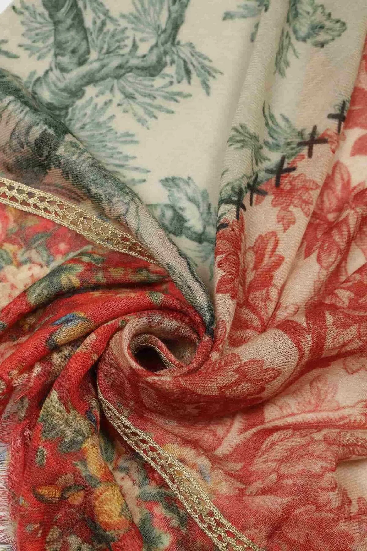  Çok Renkli Desenli Şal Standart Renk - 2