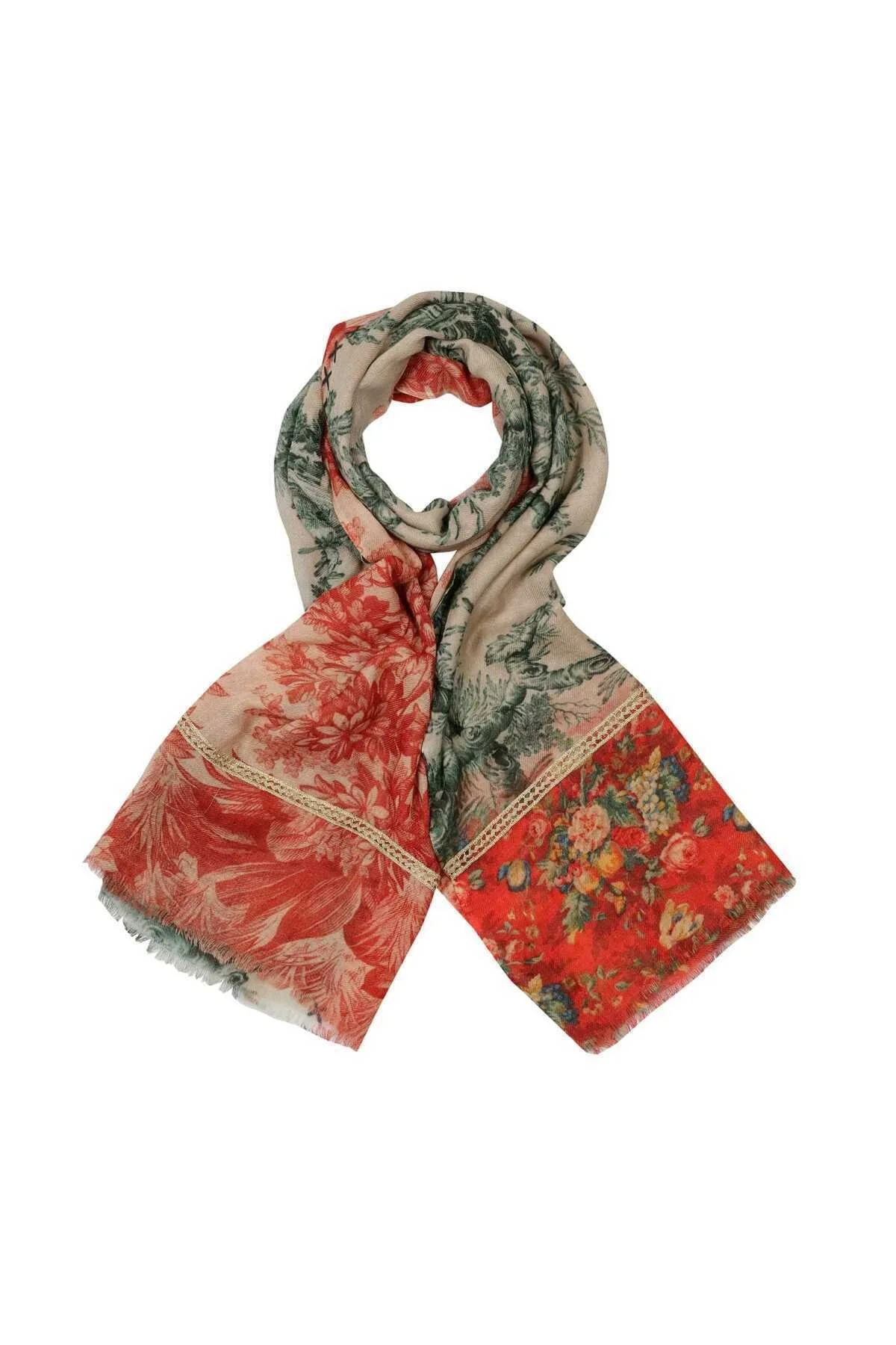  Çok Renkli Desenli Şal Standart Renk - 1