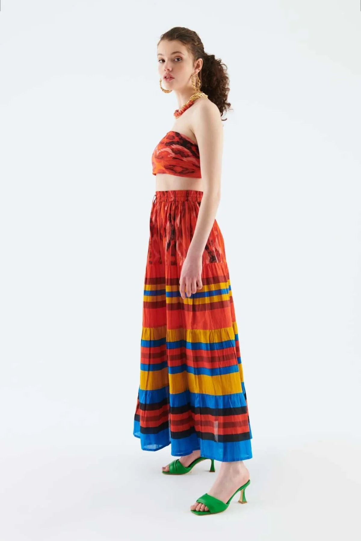 Çok Renkli Desenli Uzun Etek Standart Renk - 3