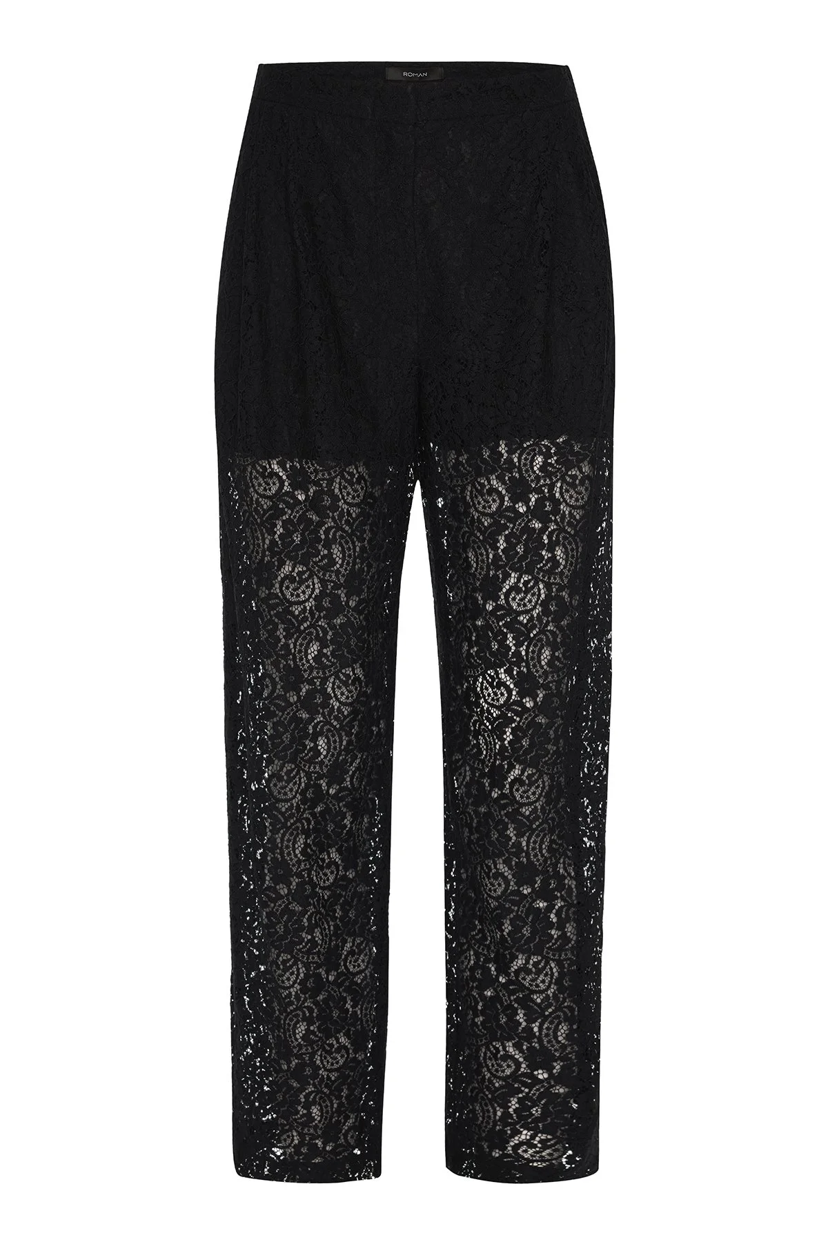 Dantel Detaylı Düz Paça Pantolon Siyah - 5