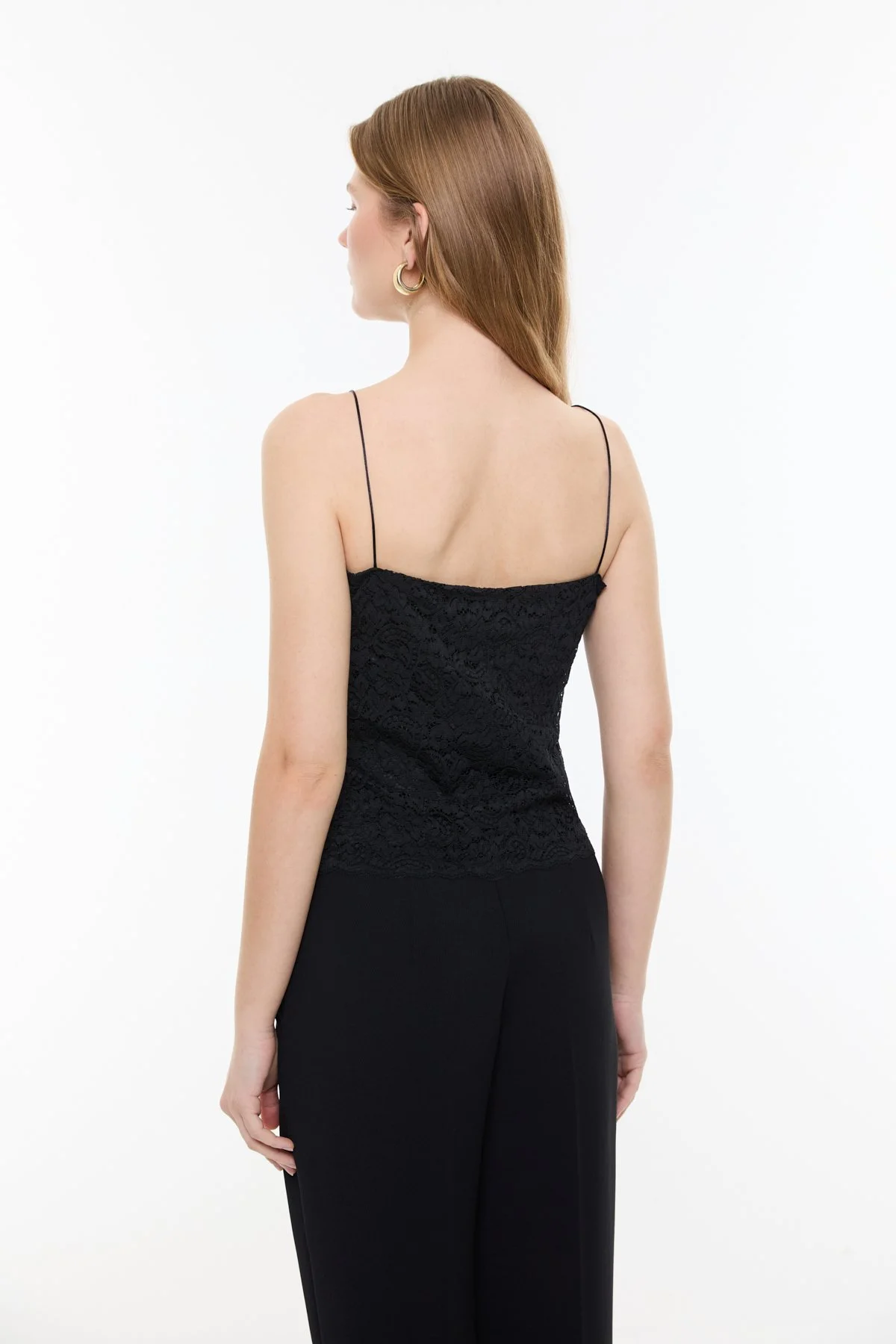 Dantel Detaylı Saten Askılı Büstiyer Siyah - 2