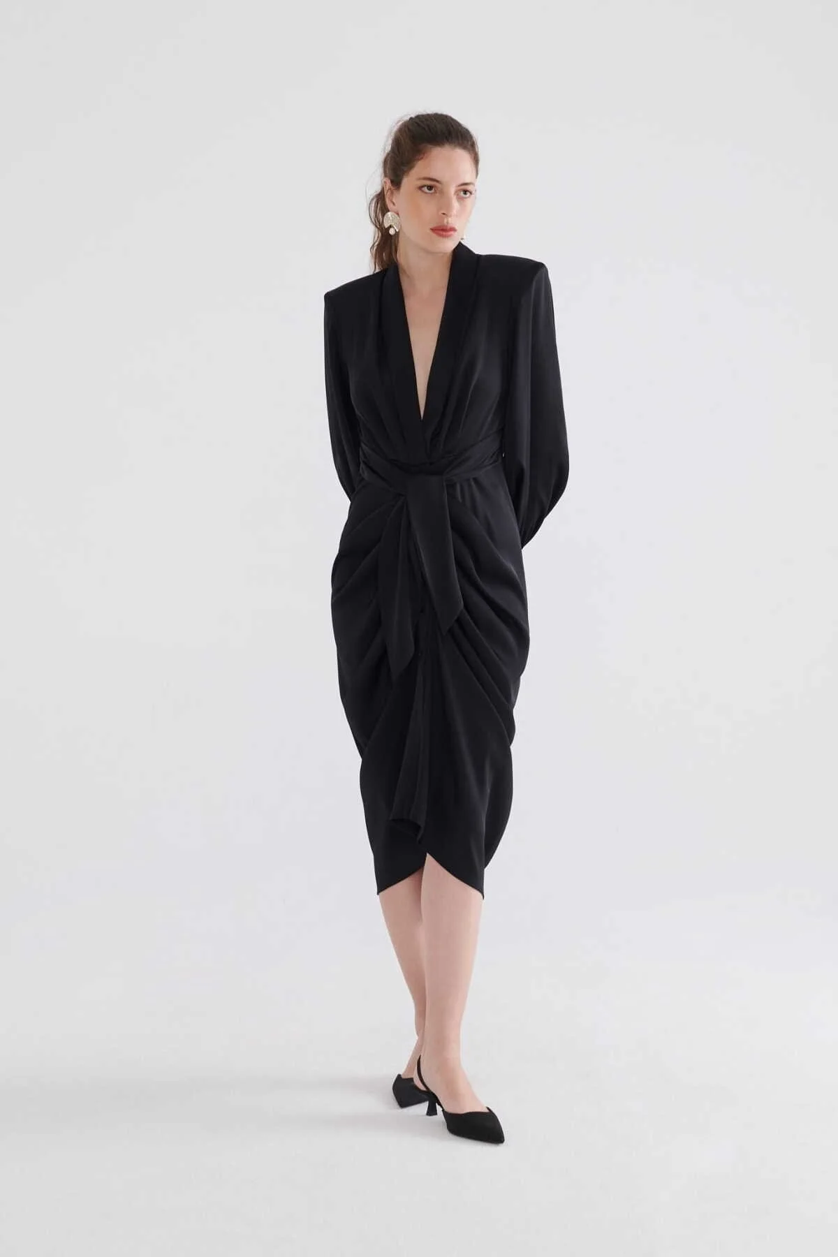  Dekolteli Abiye Elbise Siyah - 1