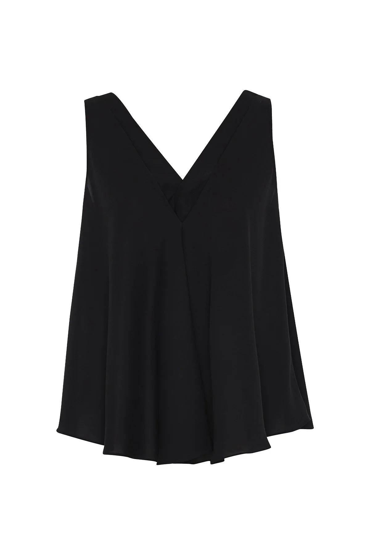 Derin V Yaka Kolsuz Bluz Siyah - 4