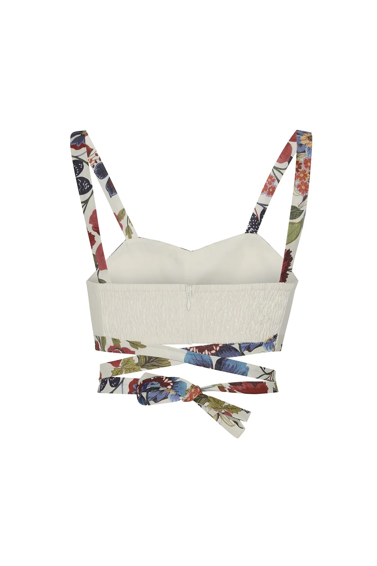 Desenli Belden Bağlamalı Büstiyer Beyaz - 7