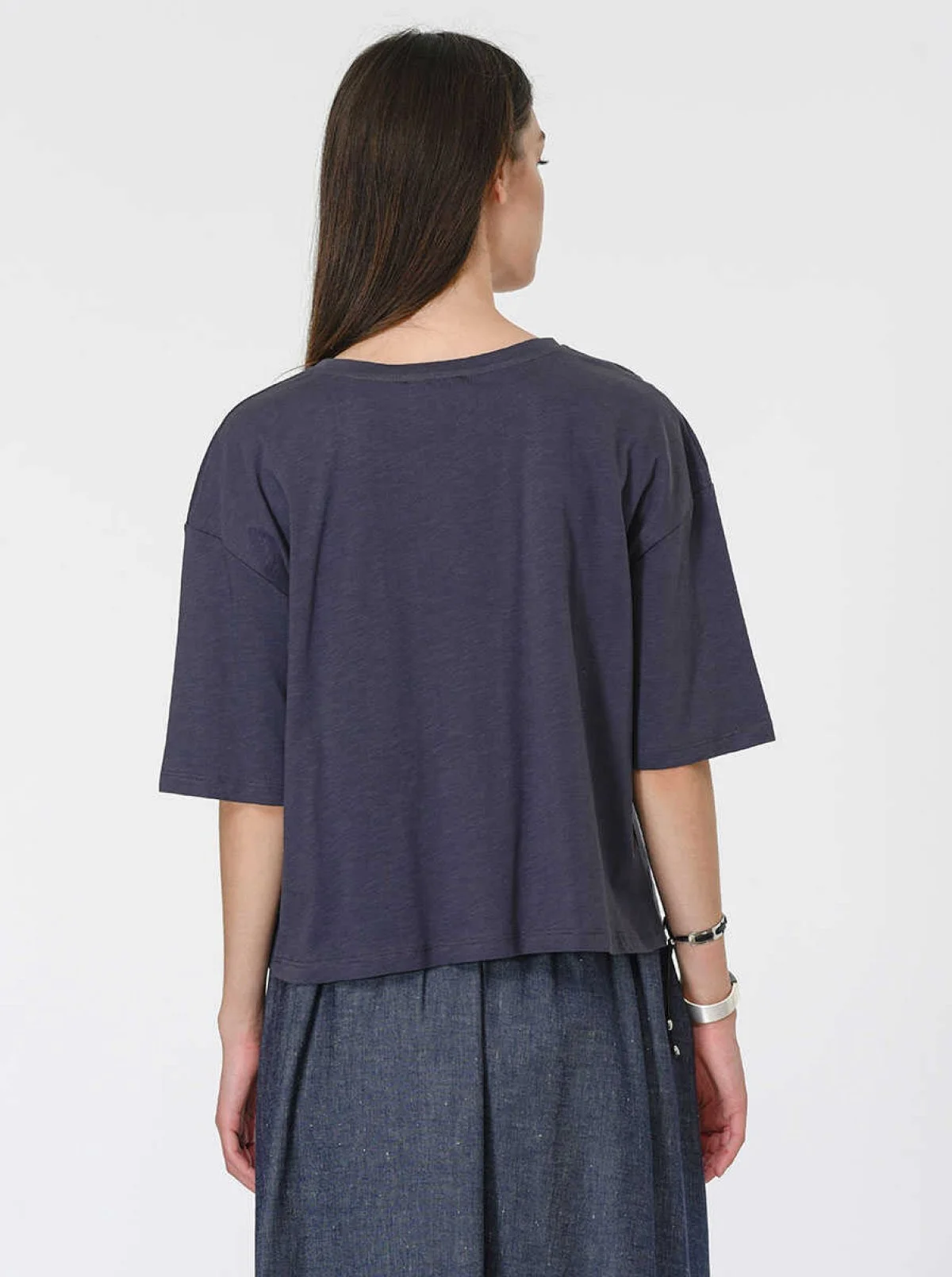 Desenli Geniş Kadın T-Shirt Antrasit - 2