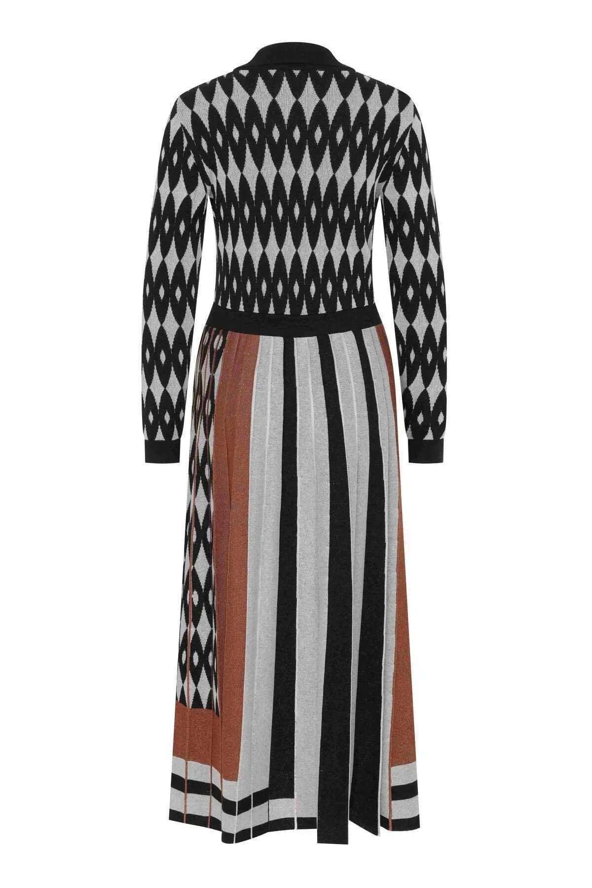  Desenli Günlük Triko Elbise Standart Renk - 5