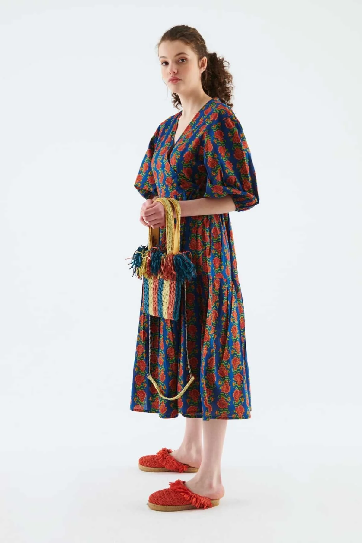 Desenli Günlük Uzun Elbise Standart Renk - 3