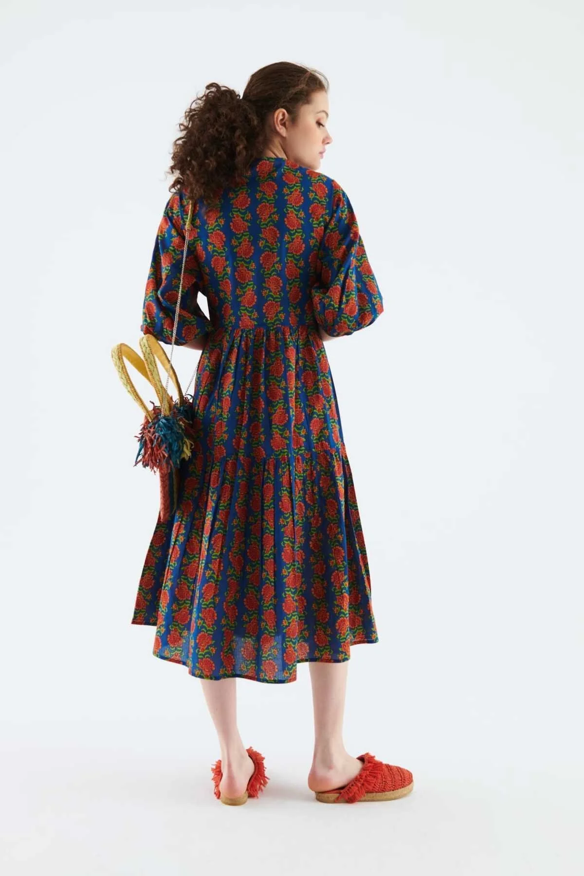 Desenli Günlük Uzun Elbise Standart Renk - 2