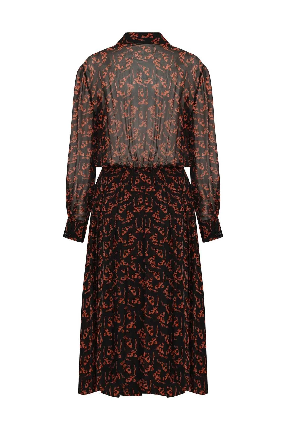  Desenli Midi Boy Elbise Standart Renk - 5