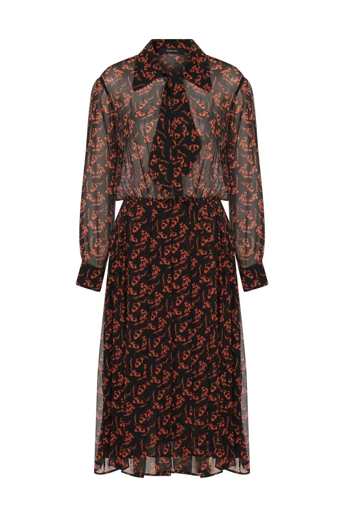  Desenli Midi Boy Elbise Standart Renk - 4