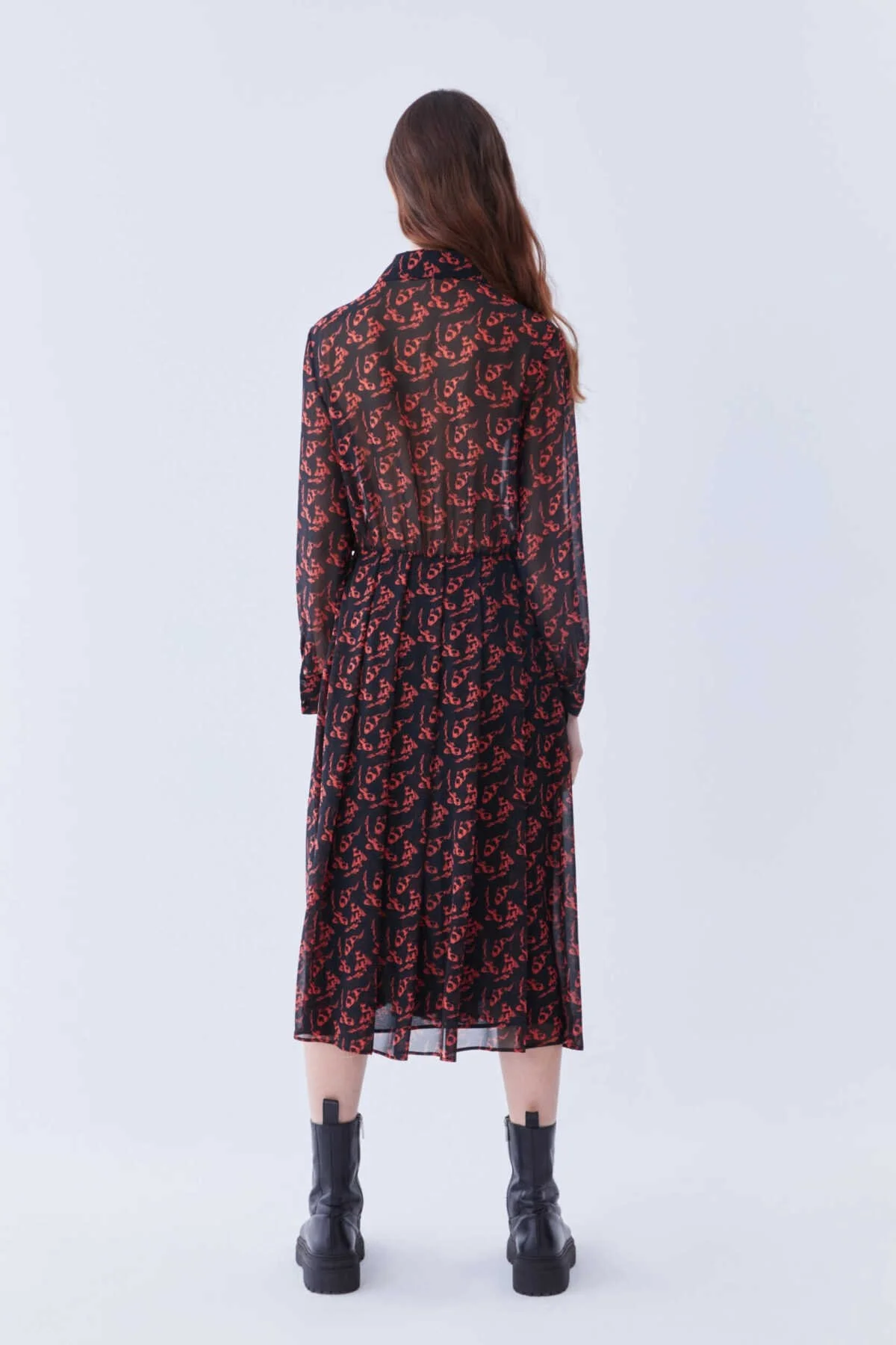  Desenli Midi Boy Elbise Standart Renk - 2