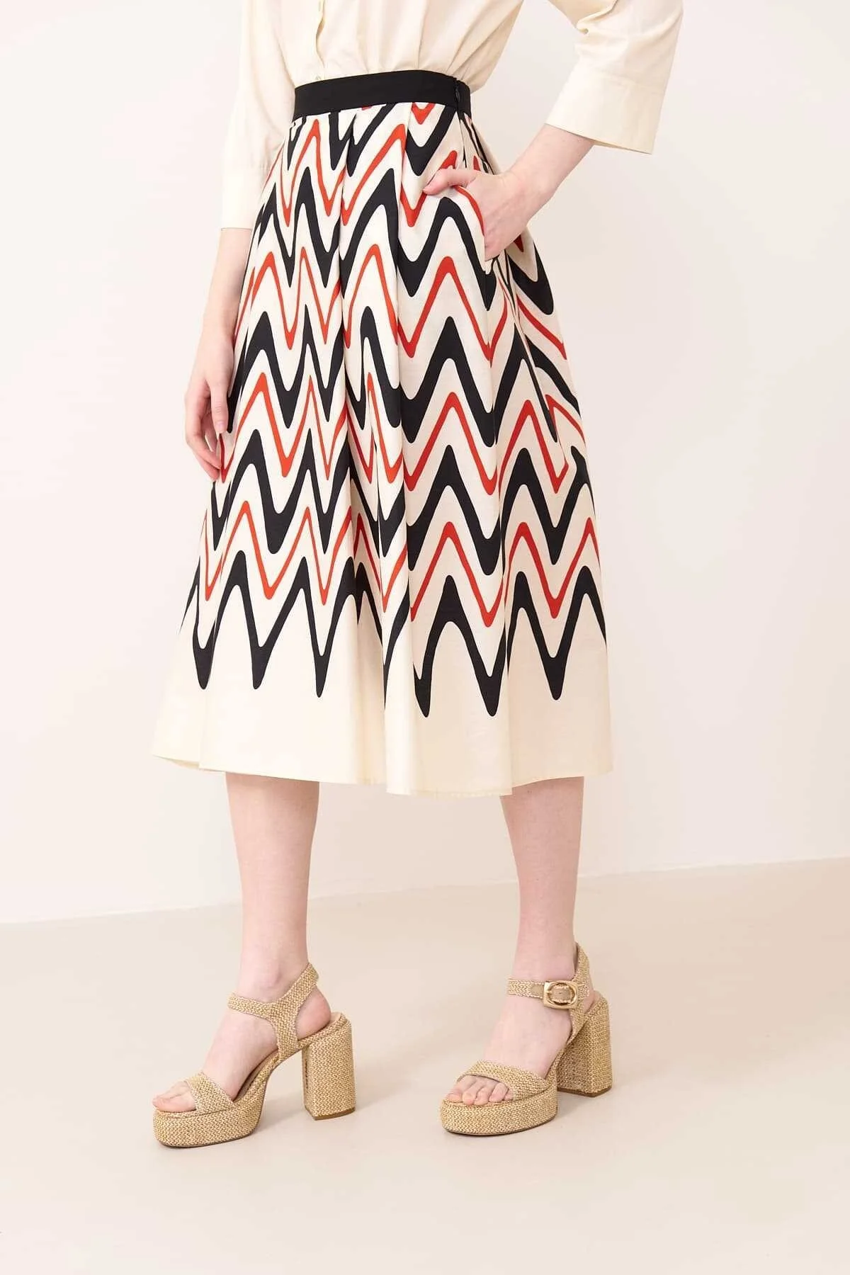 Desenli Midi Boy Etek Standart Renk - 3