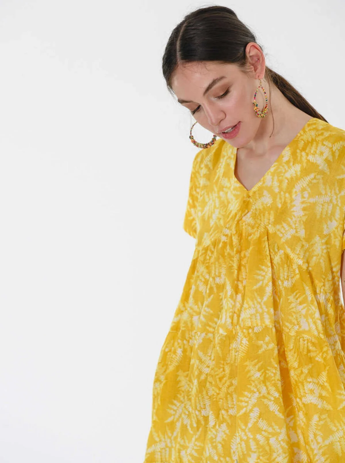 Desenli Mini Elbise Standart Renk - 5