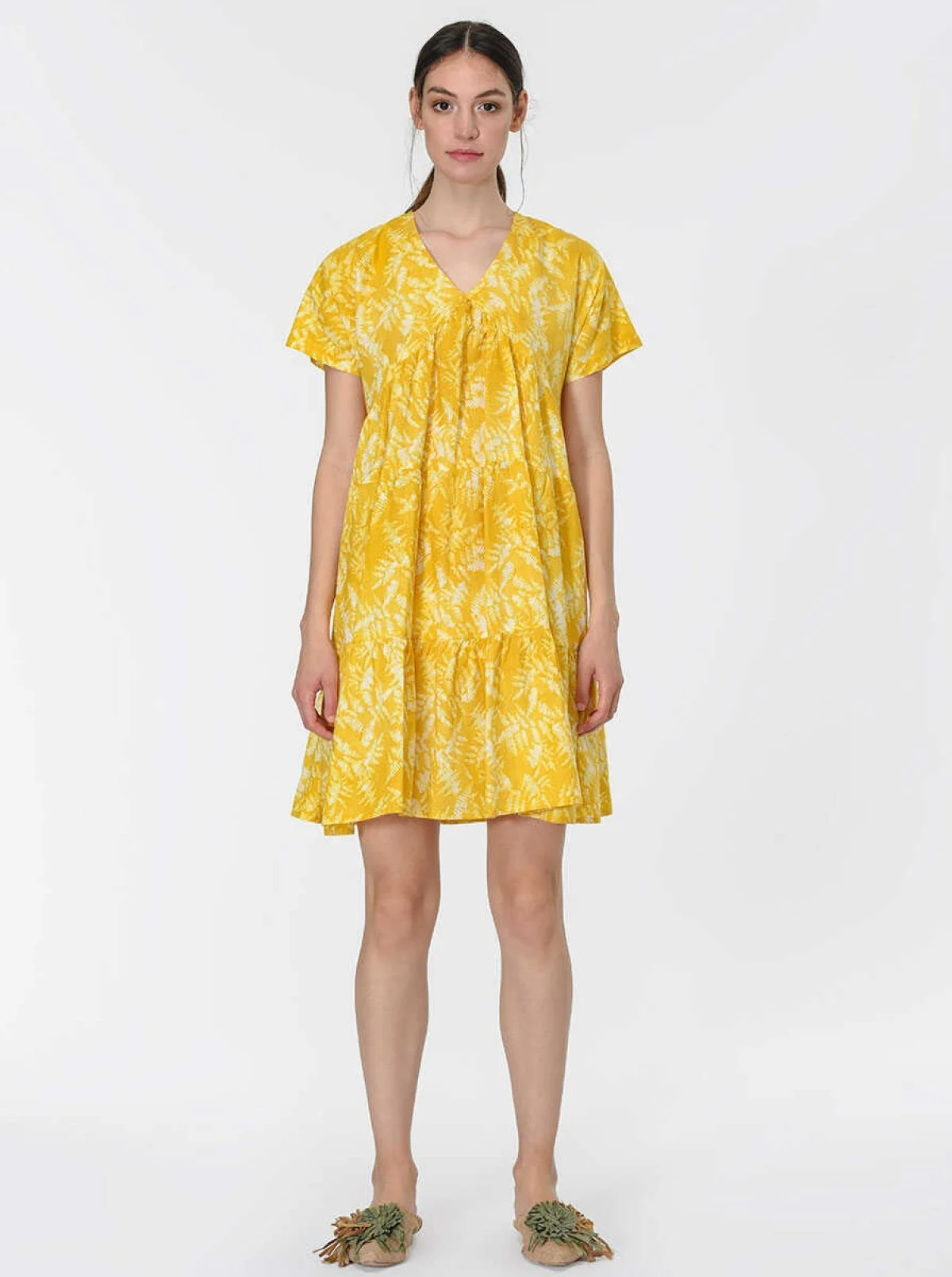 Desenli Mini Elbise Standart Renk - 1