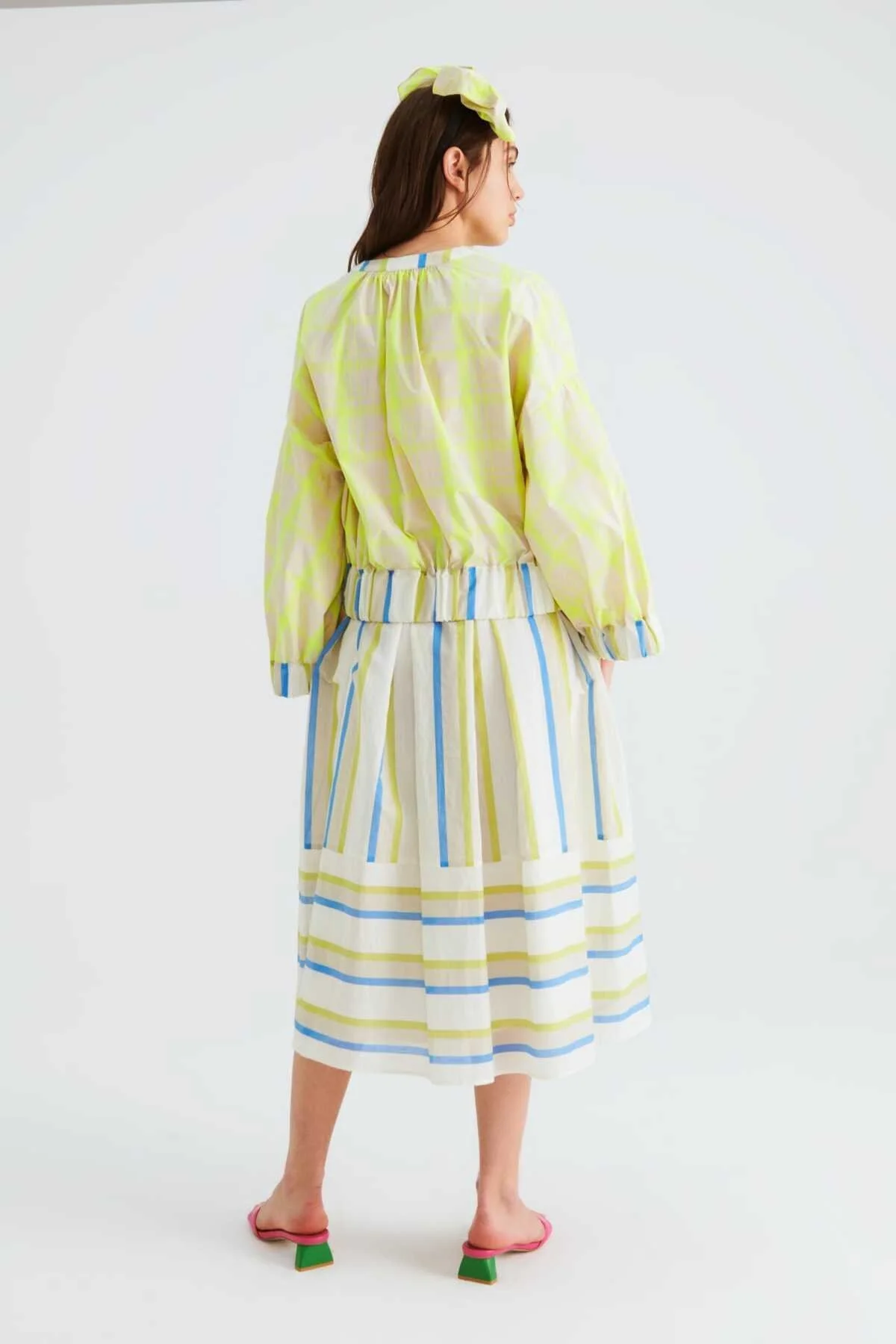 Desenli Pileli Midi Etek Standart Renk - 2