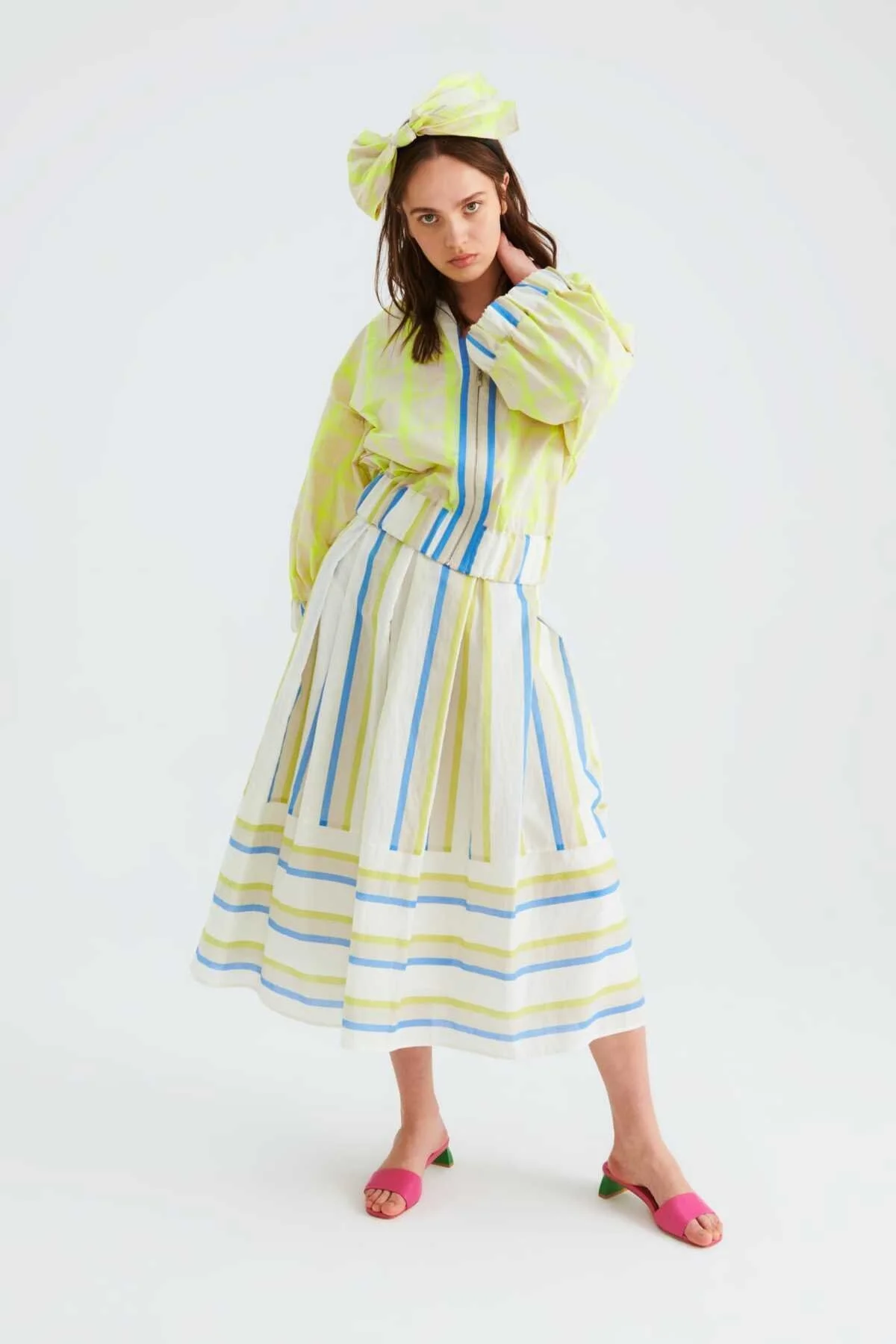 Desenli Pileli Midi Etek Standart Renk - 1