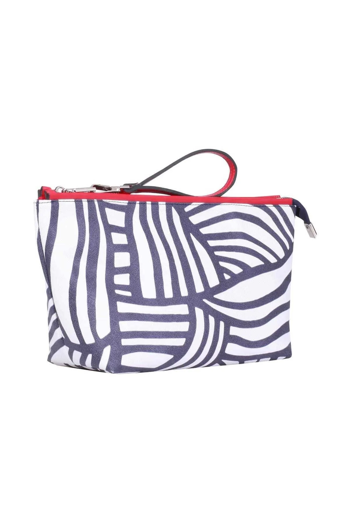 Desenli Portföy Çanta Lacivert - Beyaz - 2