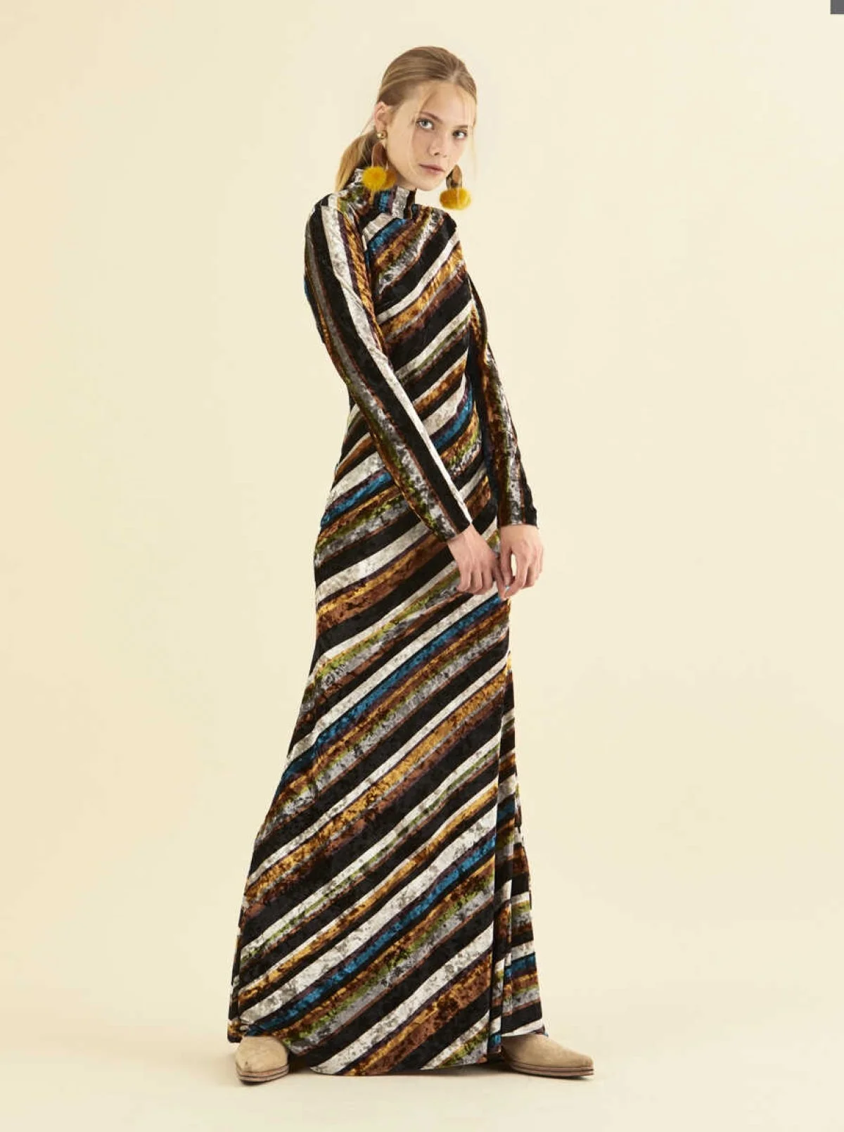  Desenli Uzun Renkli Abiye Elbise Standart Renk - 4