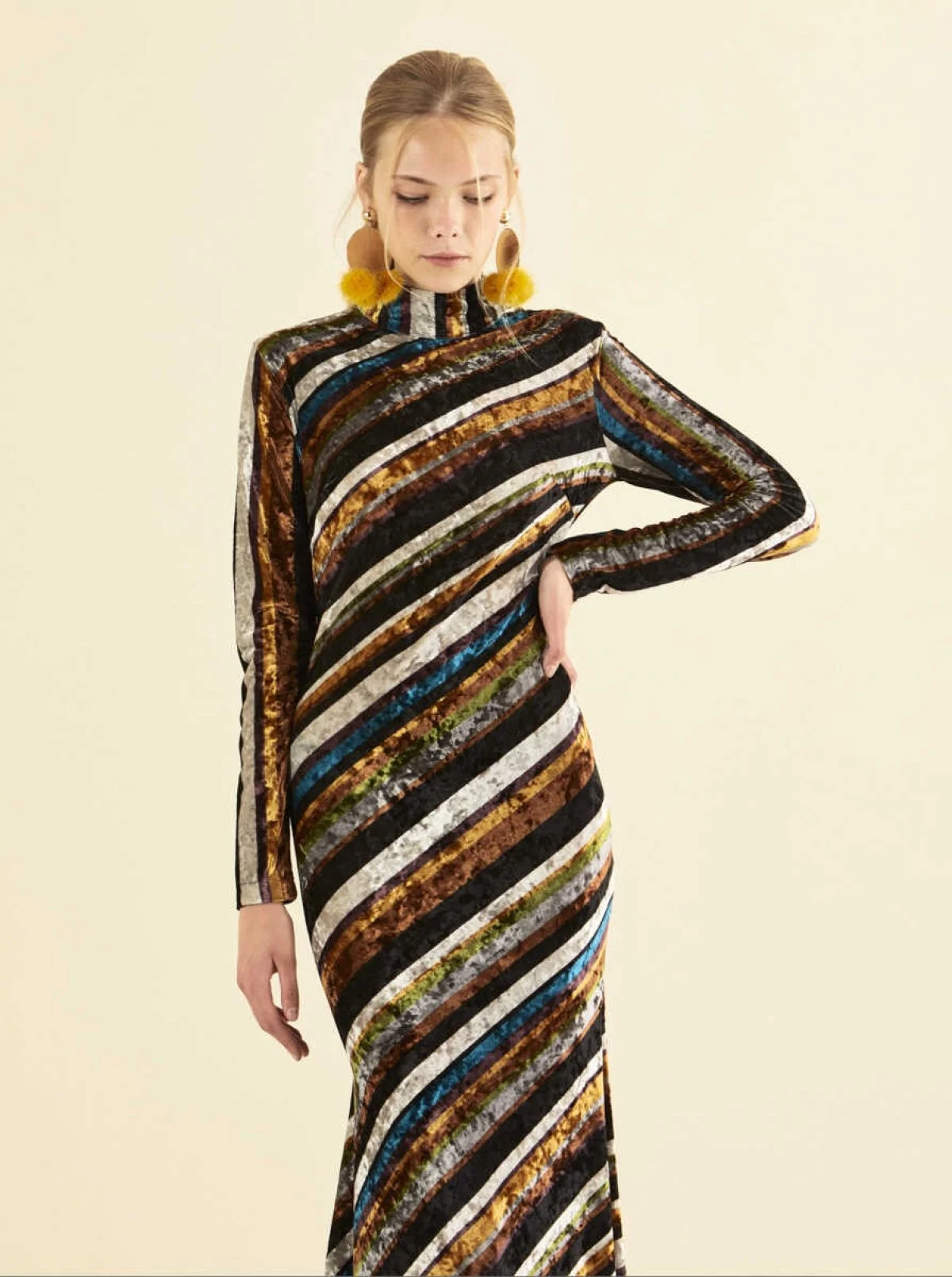  Desenli Uzun Renkli Abiye Elbise Standart Renk - 3