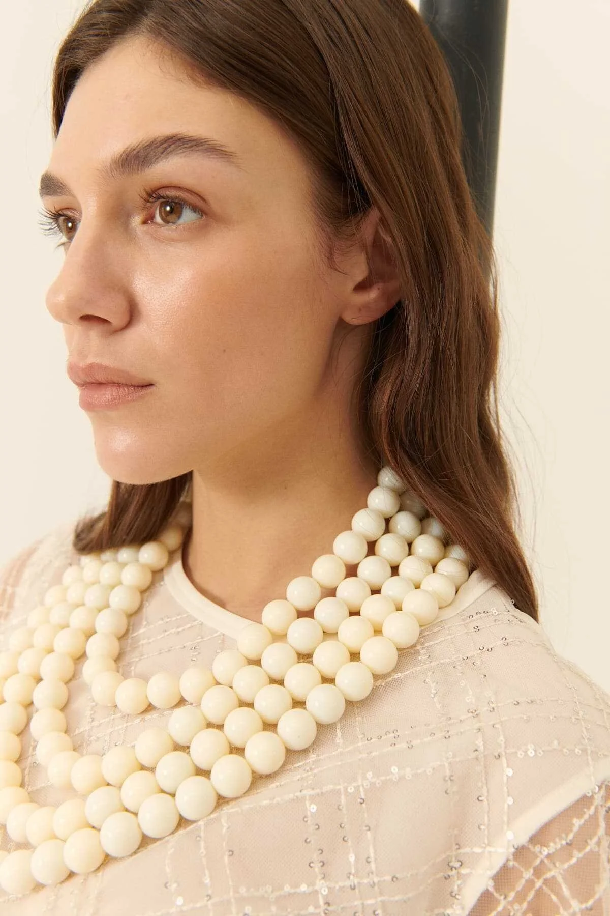  Dört Sıralı Kemik Kolye Standart Renk - 2