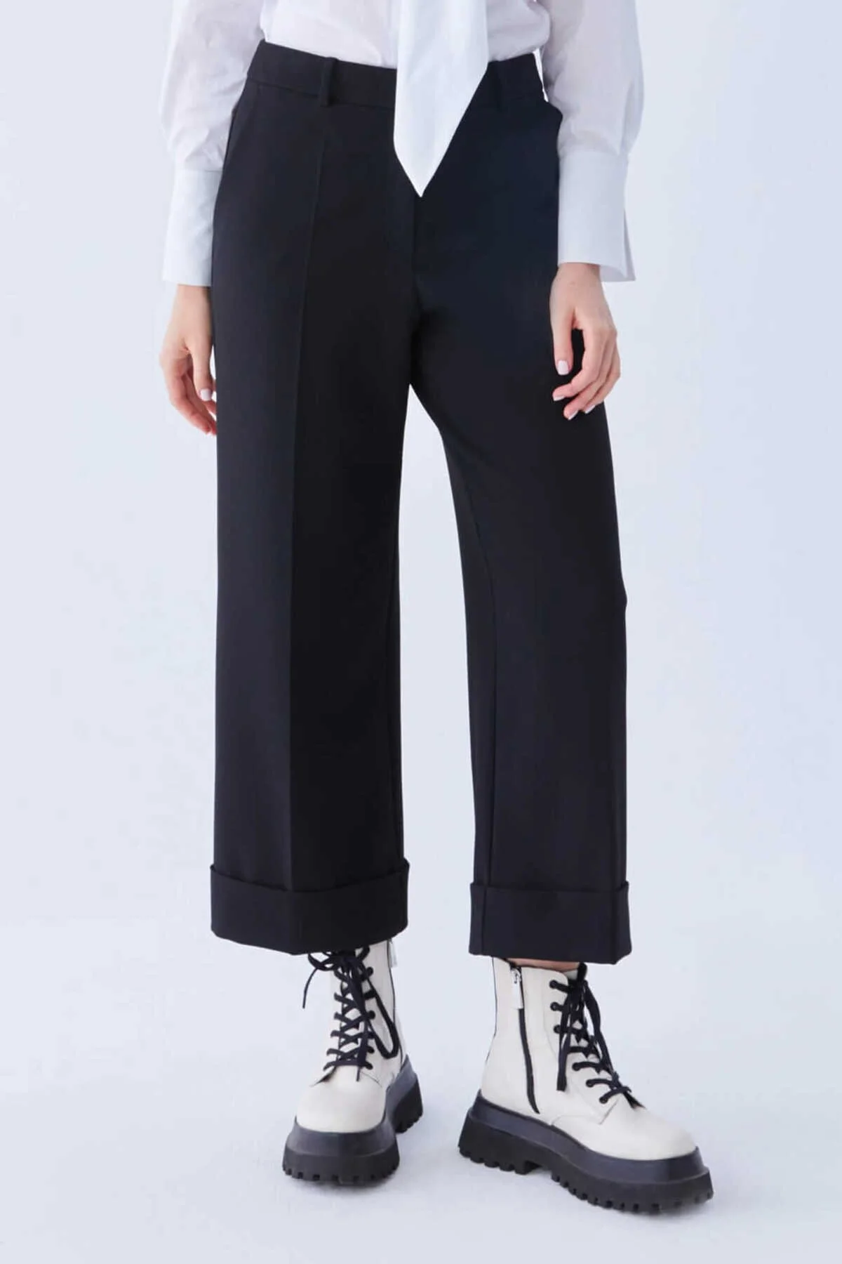 Duble Paça Bol Kadın Pantolon Siyah - 1