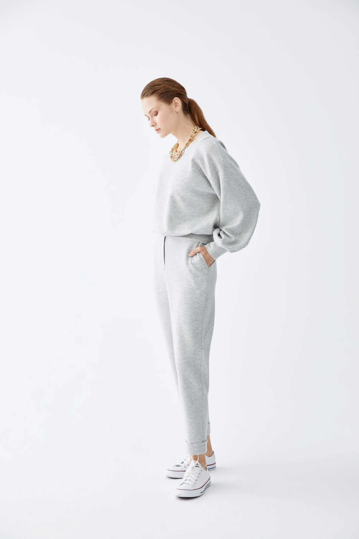  Duble Paça Pantolon Gri - 3