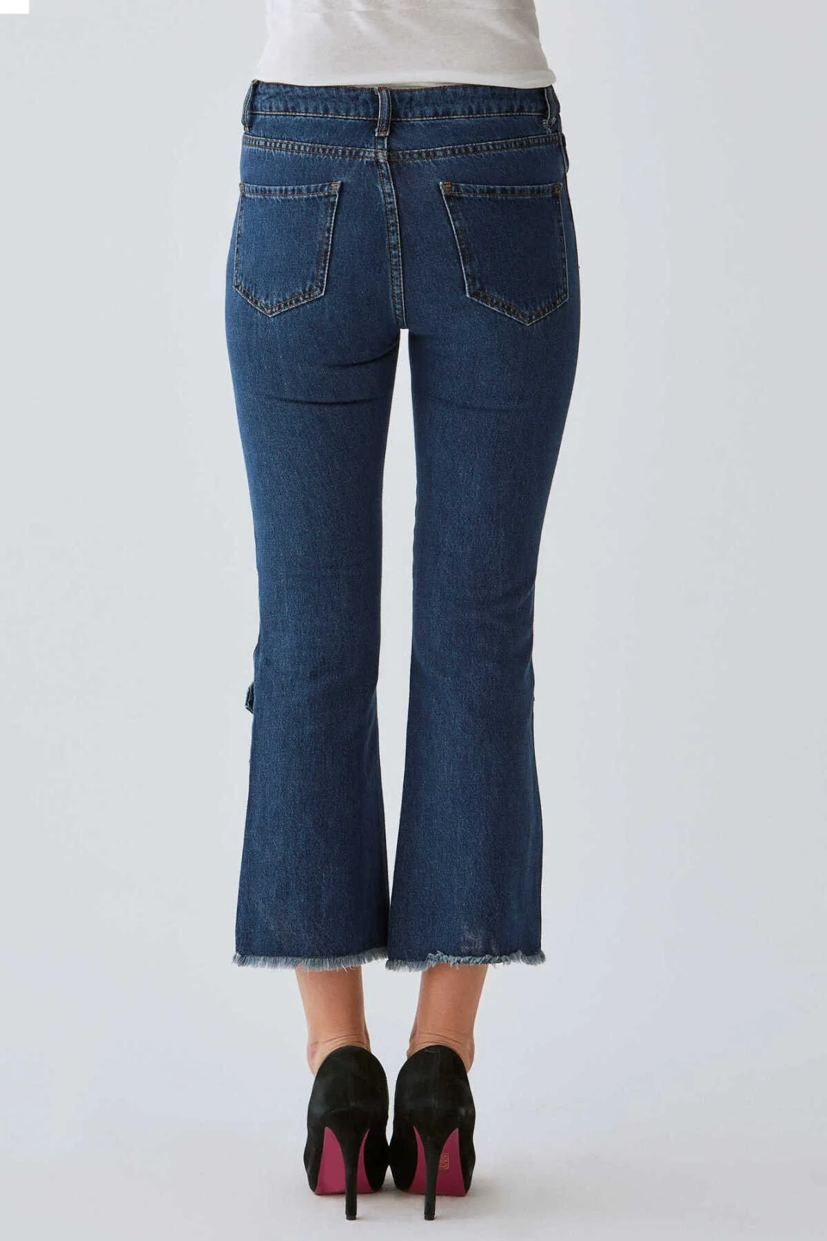 Düğme Detaylı Jean Pantolon Koyu Mavi - 2