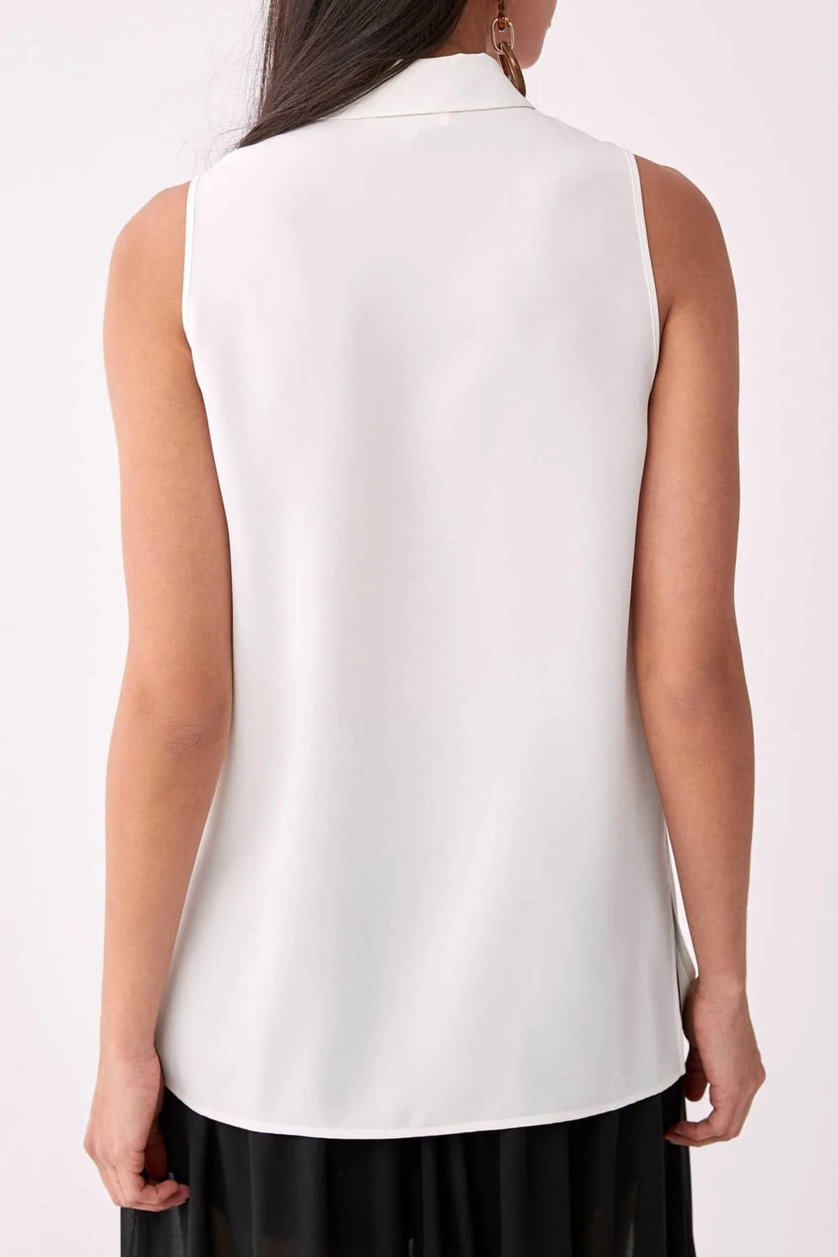 Düğmeli Askılı Bluz Kemik - 2