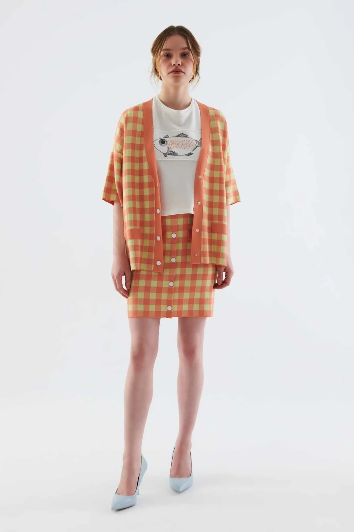 Düğmeli Desenli Triko Hırka Standart Renk - 1