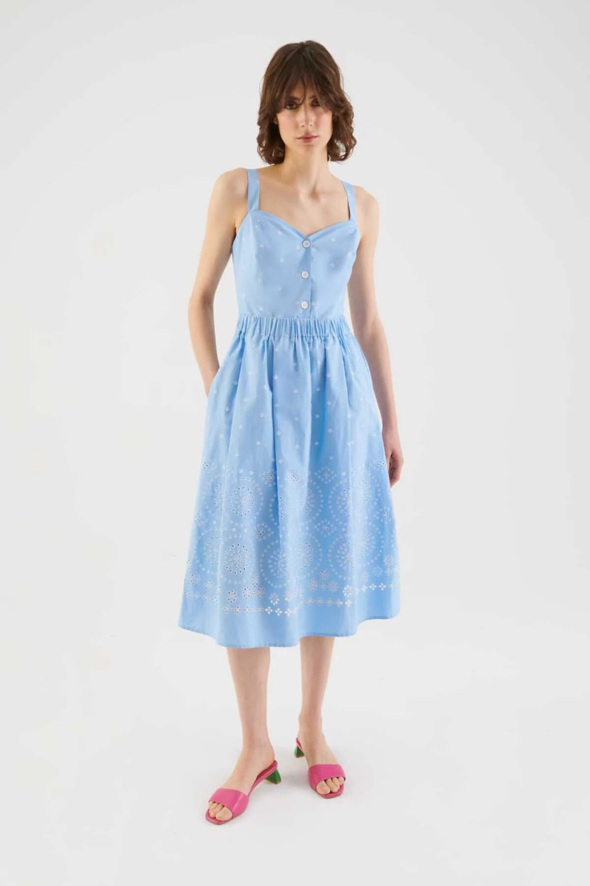 Düğmeli Günlük Elbise Standart Renk - 1