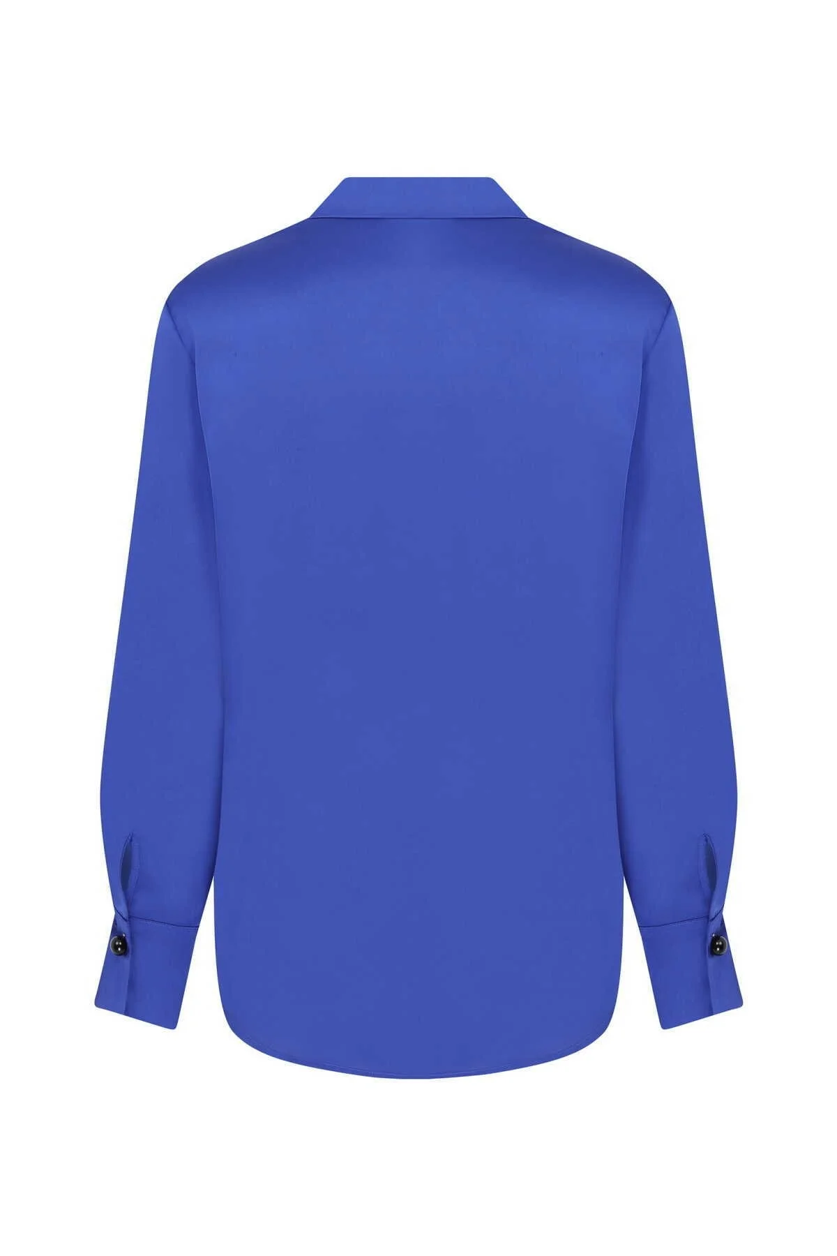  Düğmeli Kadın Gömlek Saks - 5