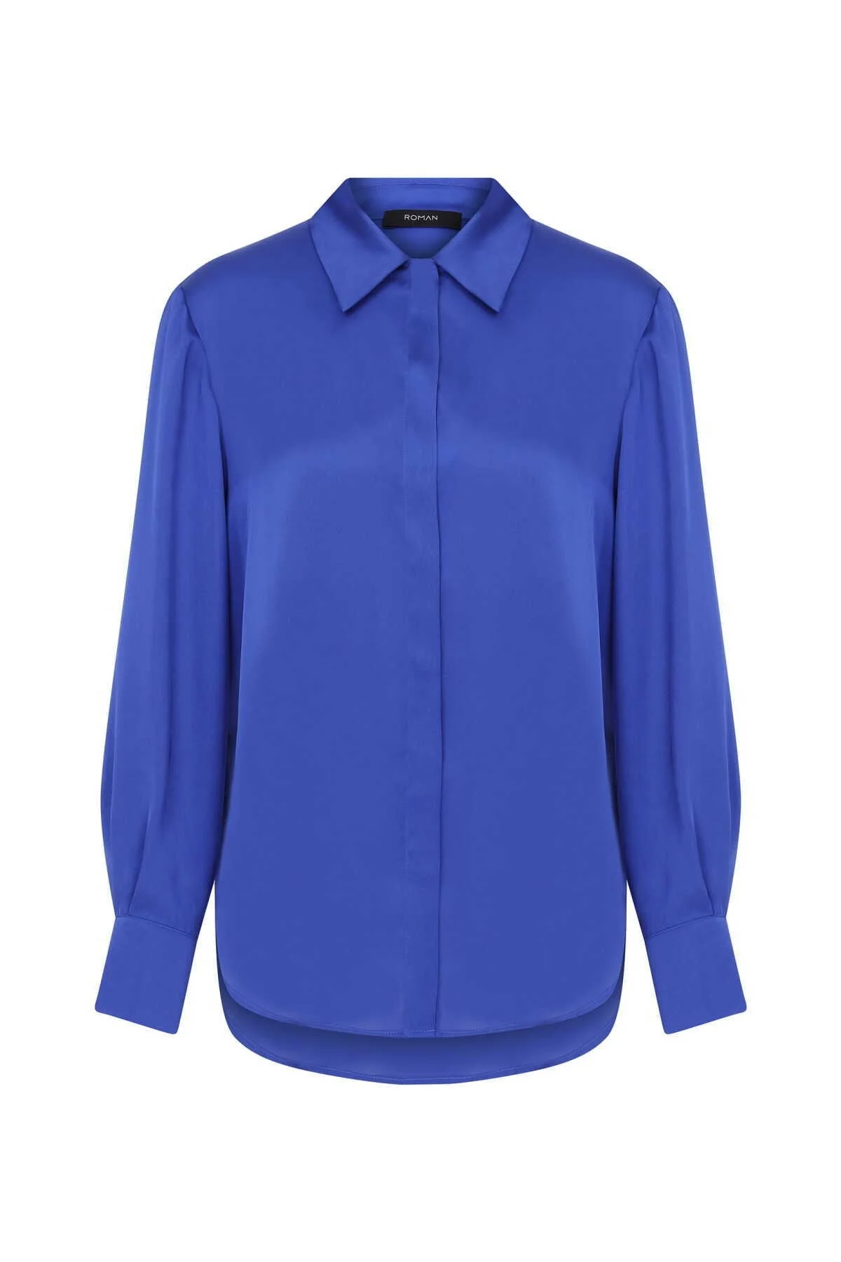  Düğmeli Kadın Gömlek Saks - 4