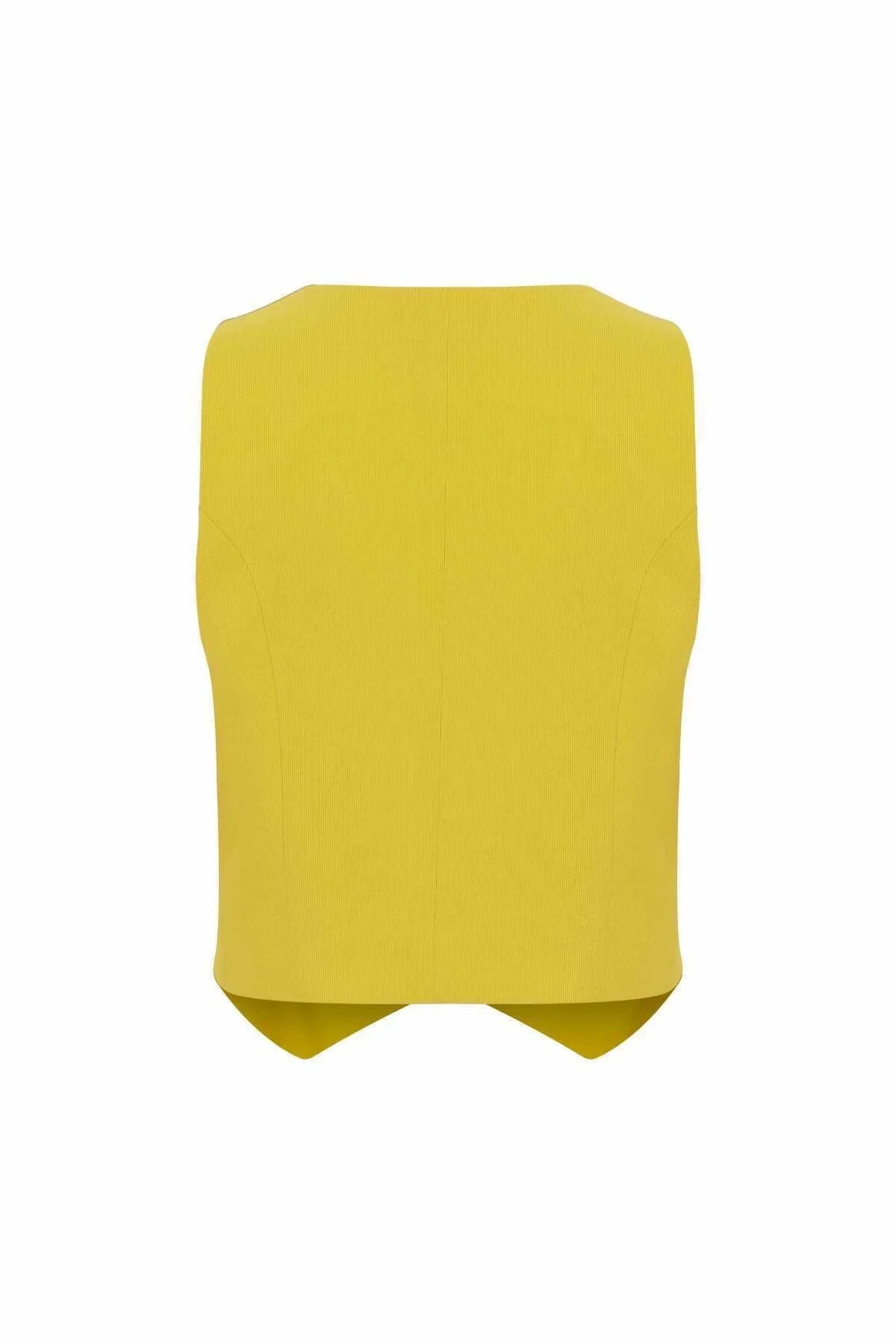  Düğmeli Krep Yelek Sarı - 5