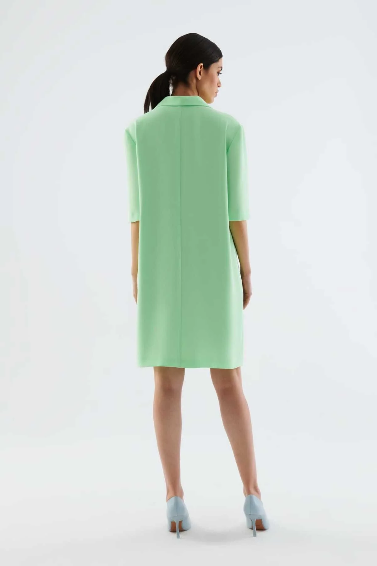 Düğmeli Midi Boy Elbise Yeşil - 2