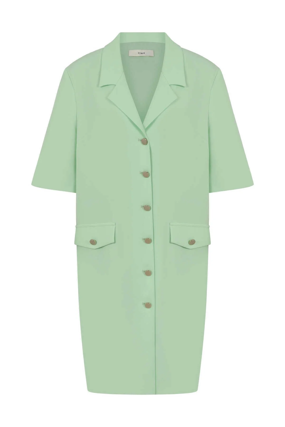 Düğmeli Midi Boy Elbise Yeşil - 4