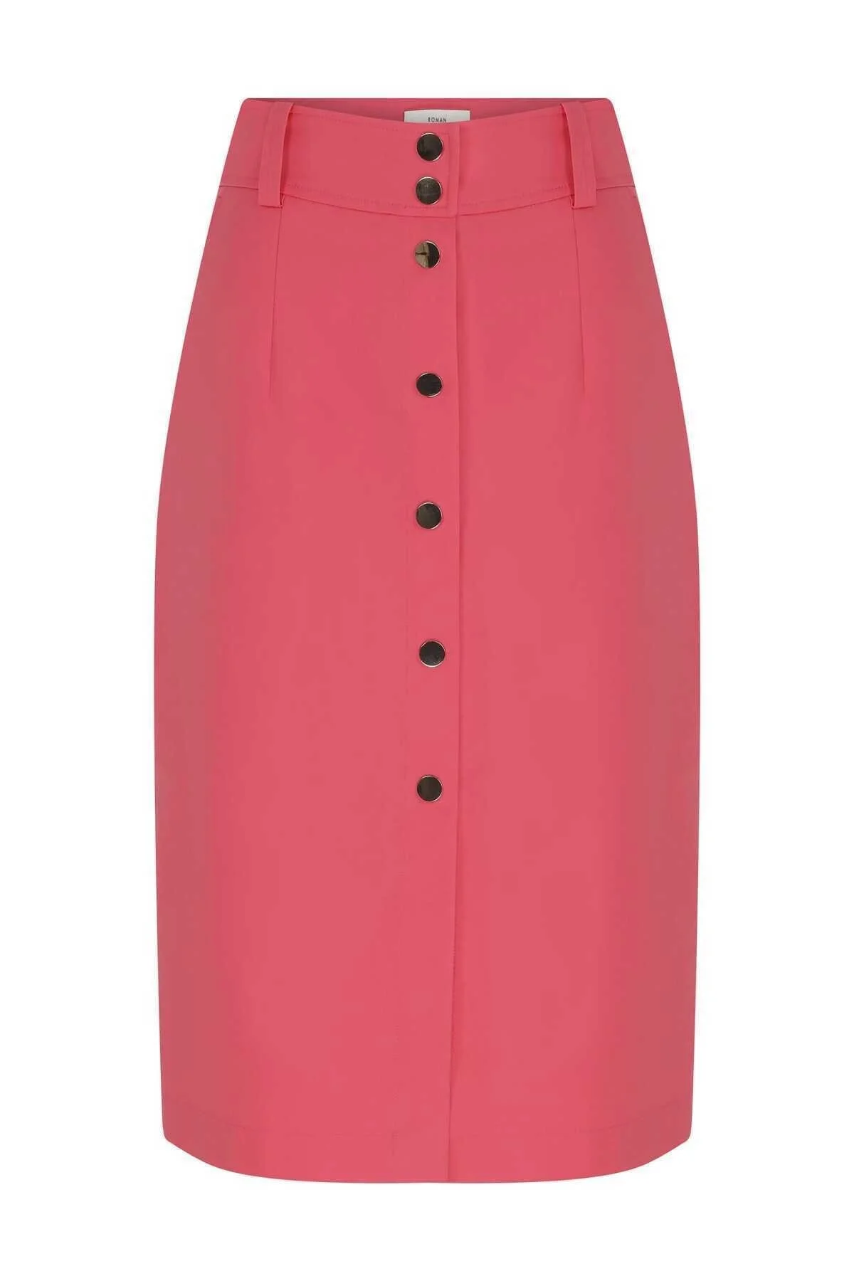 Düğmeli Uzun Etek Pembe - 4