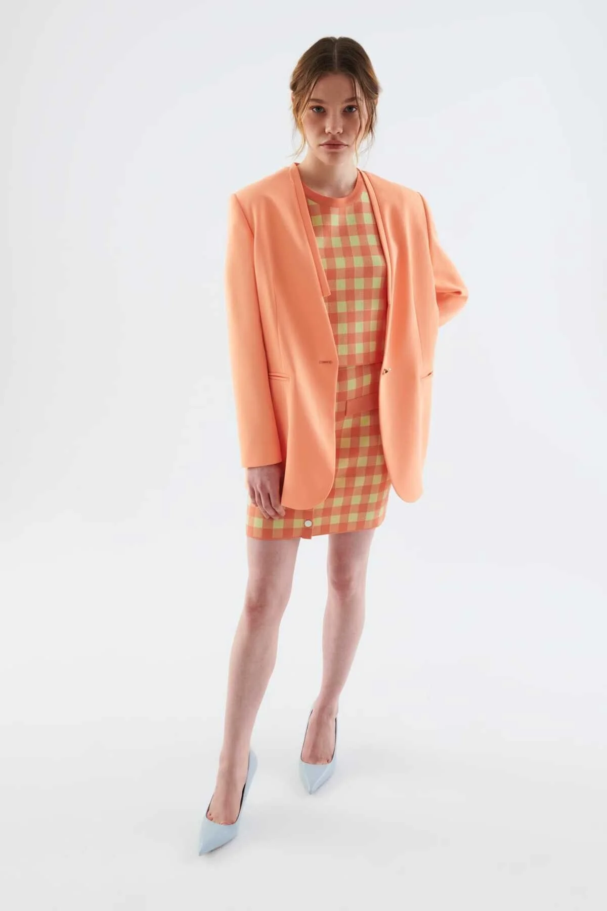 Düğmeli V Yakalı Kadın Ceket Y.Ağzı - 3