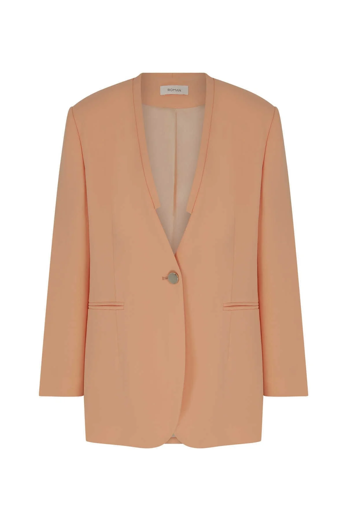 Düğmeli V Yakalı Kadın Ceket Y.Ağzı - 4