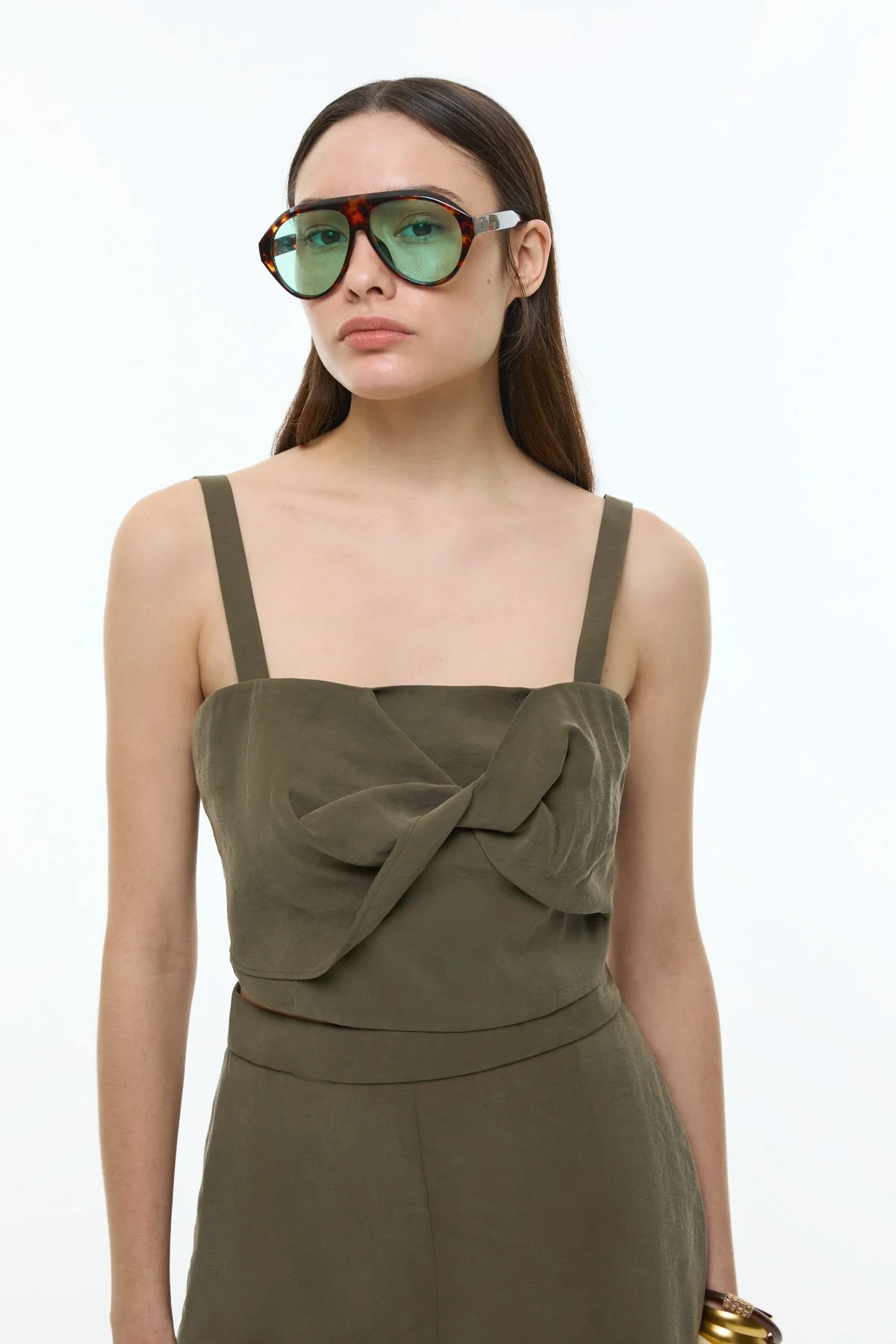 Düğüm Görünümlü Askılı Büstiyer Haki - 1