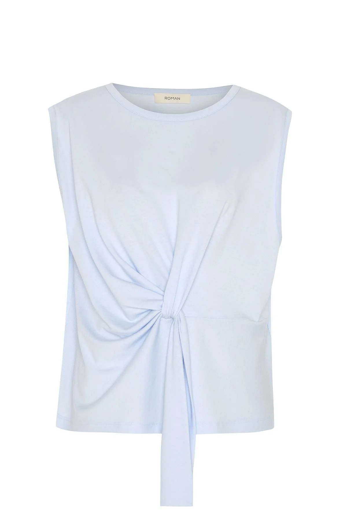 Düğüm Grünümlü Kolsuz T-shirt Mavi - 1