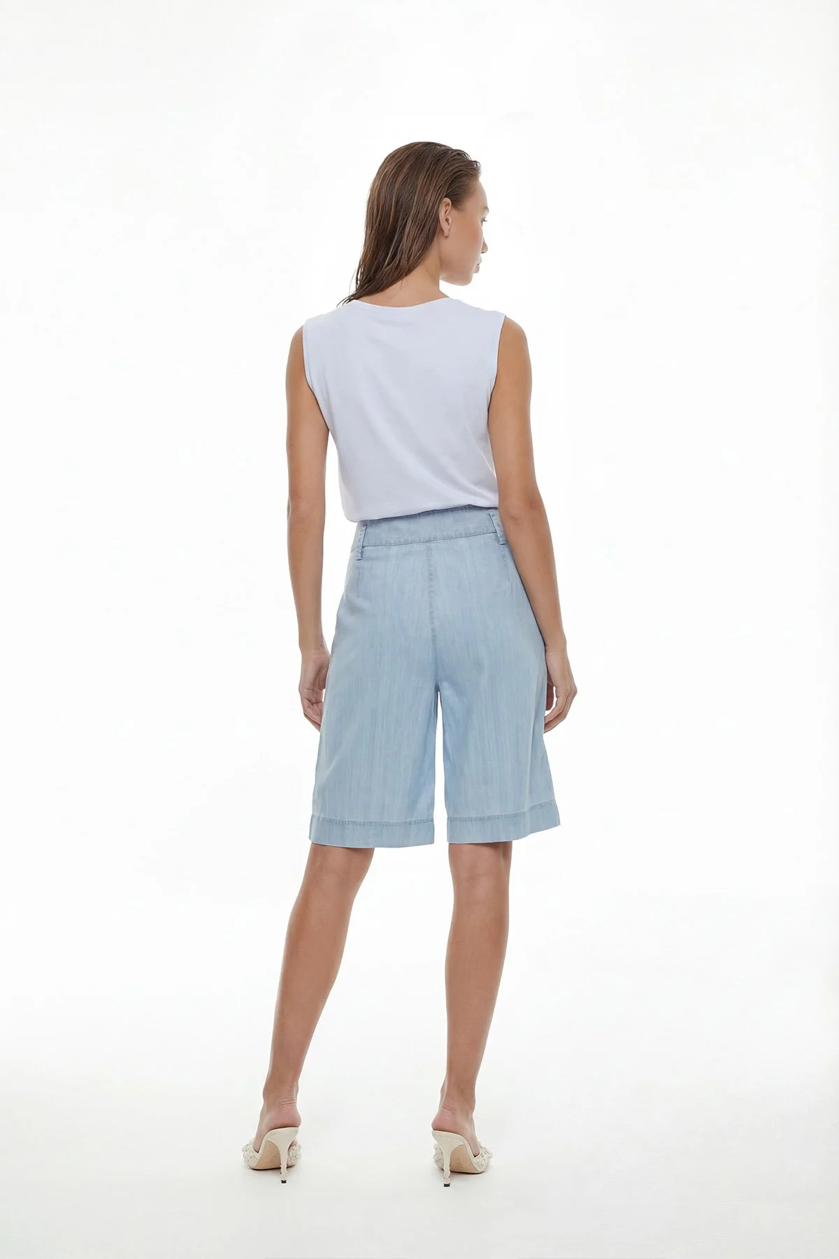 Düğüm Grünümlü Kolsuz T-shirt Mavi - 2