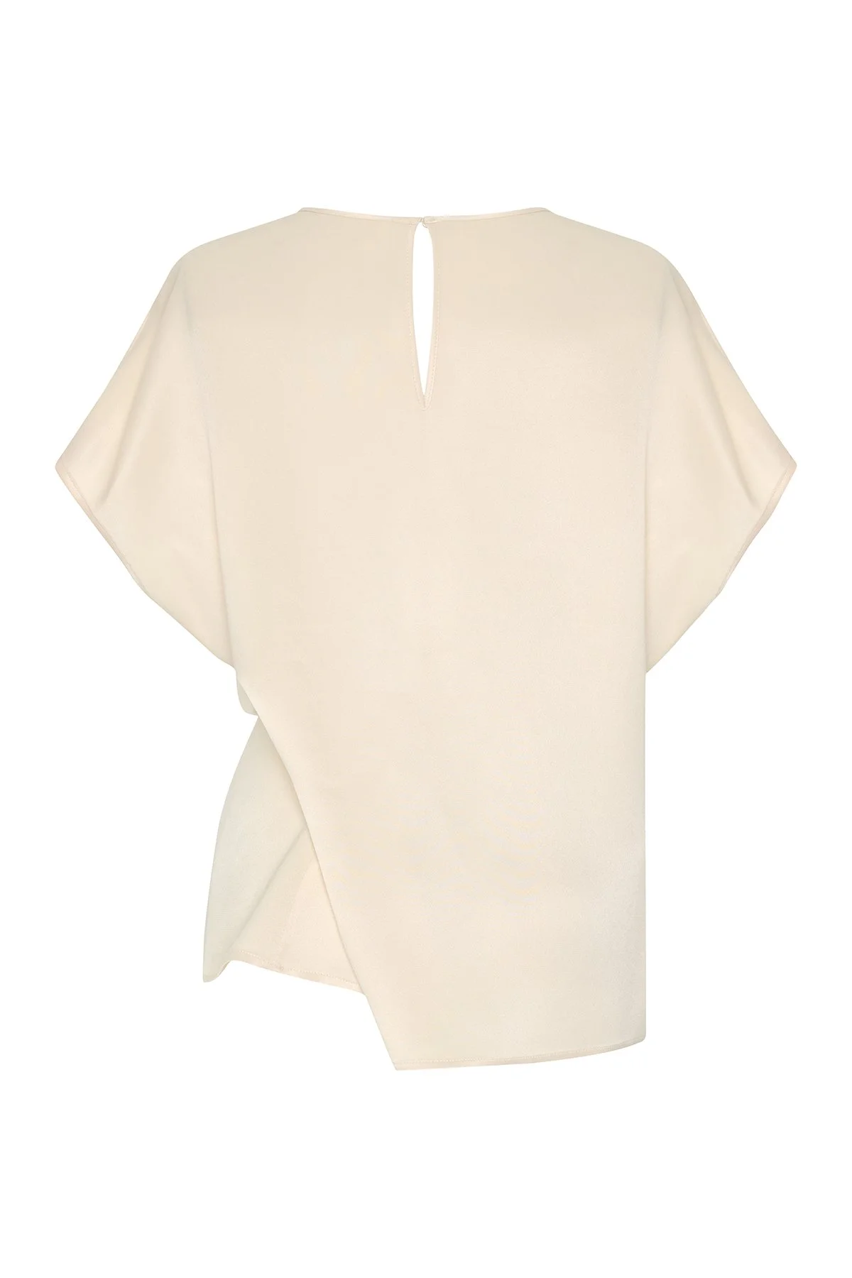 Düşük Omuzlu Bisiklet Yaka Bluz Krem - 6